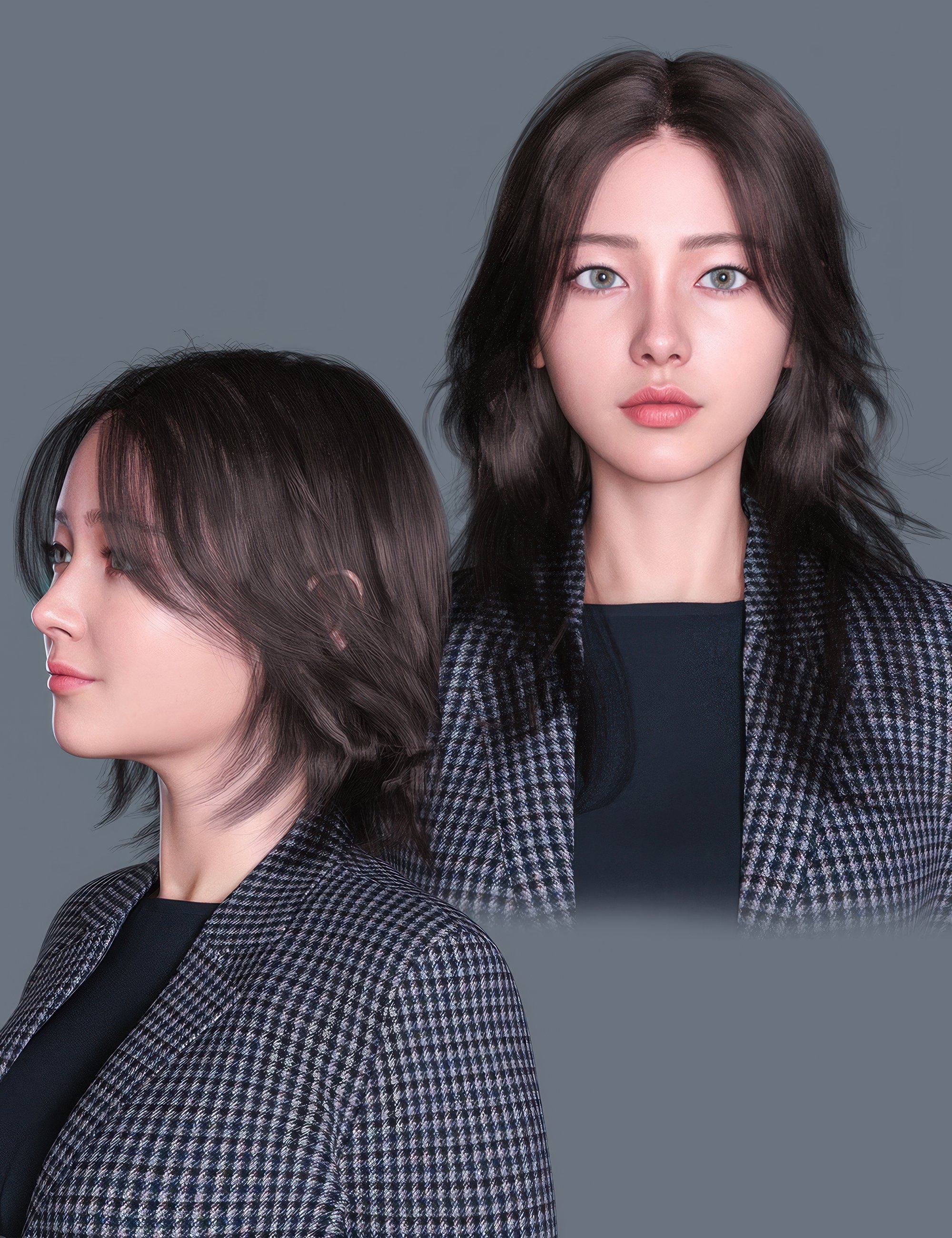 HS Haruko Dual Length Hair For Genesis 9, 8, and 8.1 Females | Daz 3D