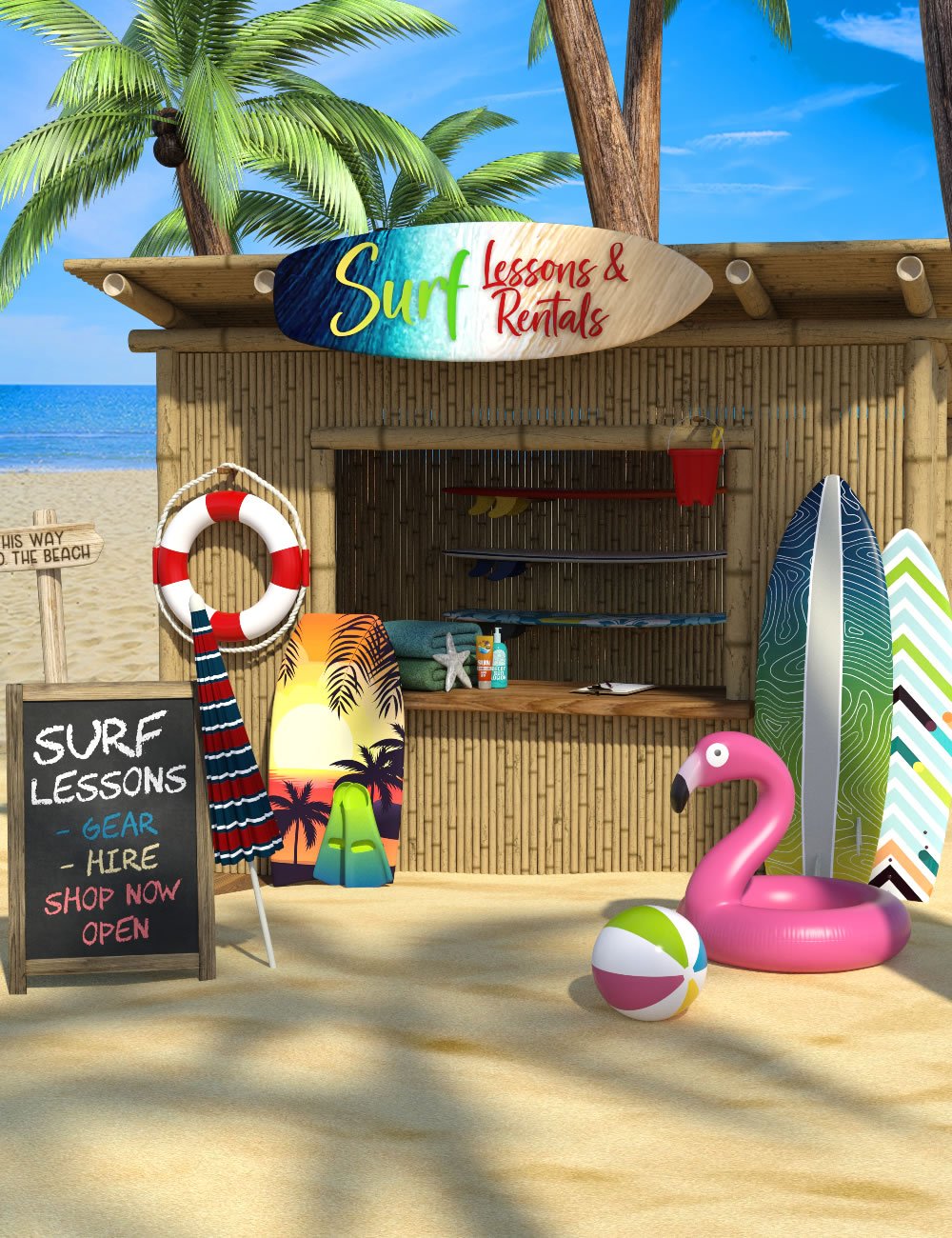 Mini Scenes Surf Shack by: SilvaAnt3d, 3D Models by Daz 3D