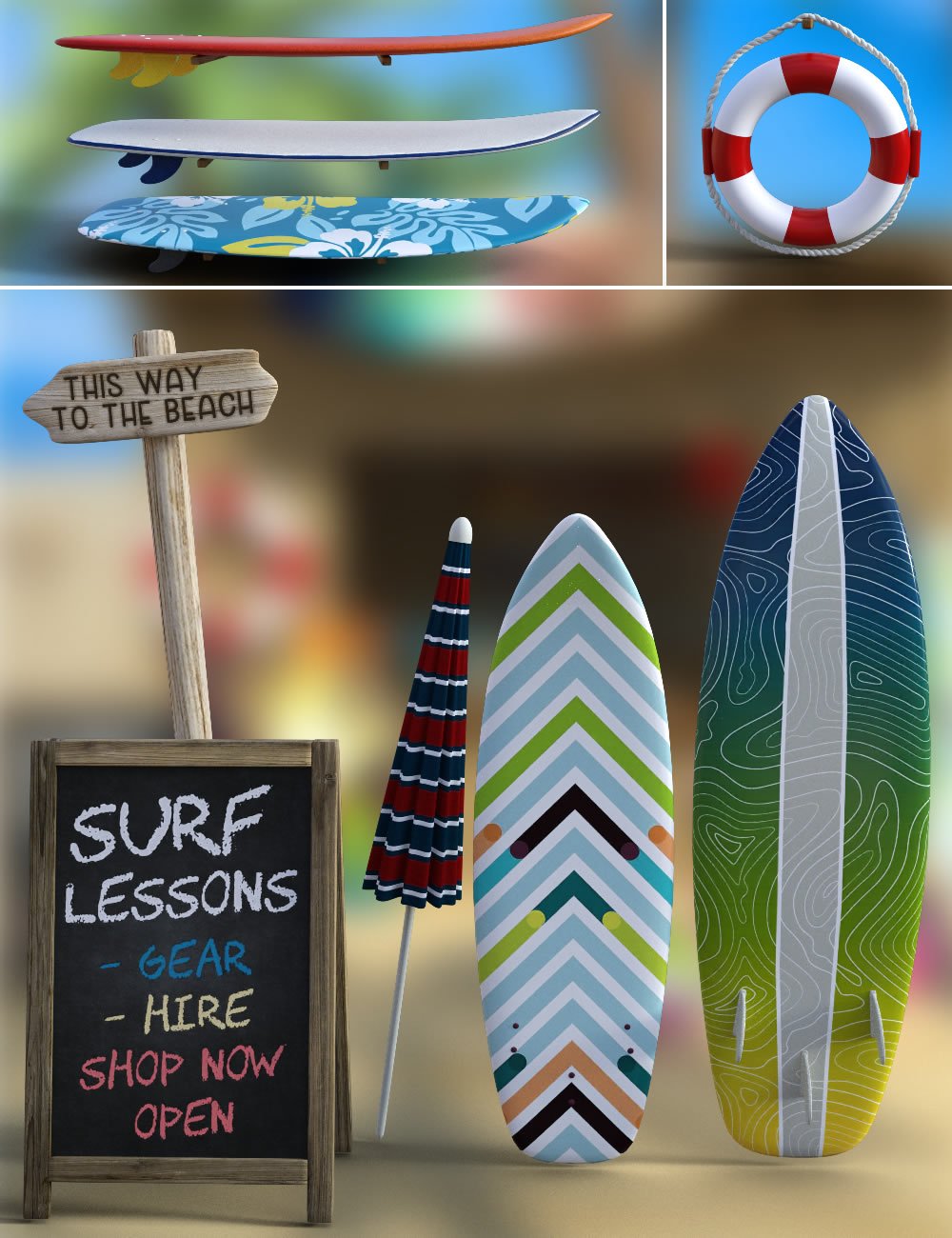 Mini Scenes Surf Shack | Daz 3D