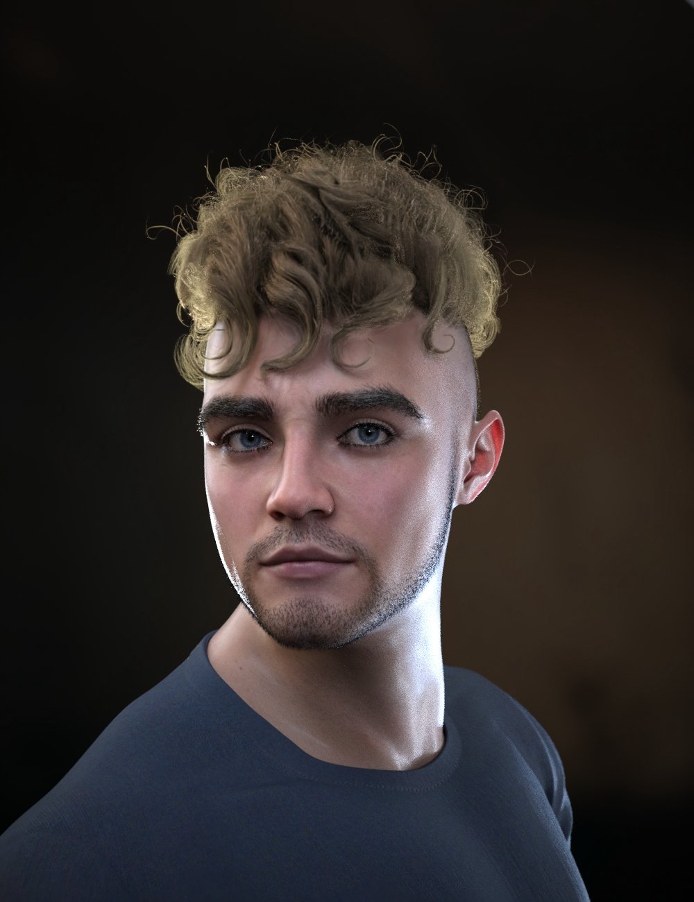 Elfiz Curls Hairstyle For Genesis 9 and 8 Male by: Neftis3D, 3D Models by Daz 3D