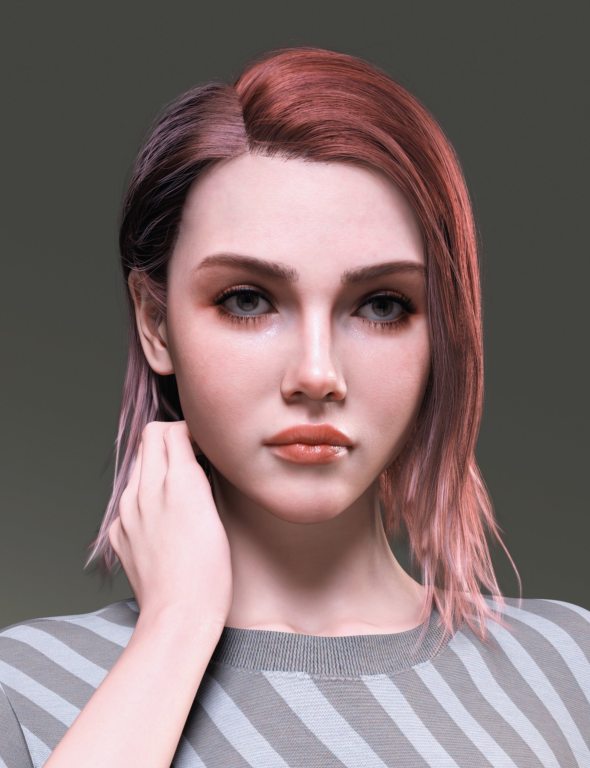 dForce AK Slick Hair for Genesis 9 by: Art Ken, 3D Models by Daz 3D
