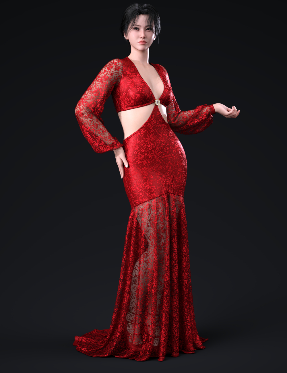 dForce Allure Gown Outfit for Genesis 9 by: Leviathan, 3D Models by Daz 3D