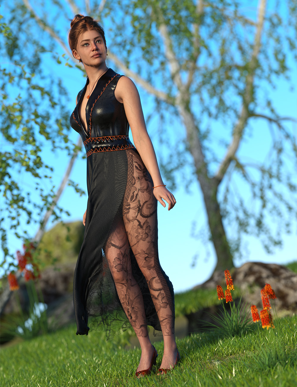 dForce Blanchette Fire Outfit for Genesis 9 by: ForbiddenWhispersLyrra Madril, 3D Models by Daz 3D