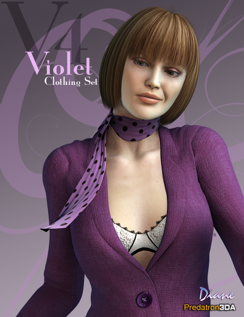 Violet Clothing Set by: PredatronDiane, 3D Models by Daz 3D