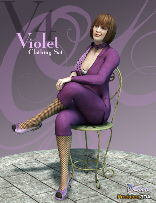 Violet Clothing Set by: PredatronDiane, 3D Models by Daz 3D