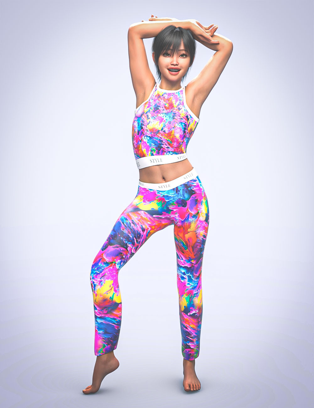 dForce Stylish Crop Top And Leggings for Genesis 9 by: AcharyaPolina, 3D Models by Daz 3D