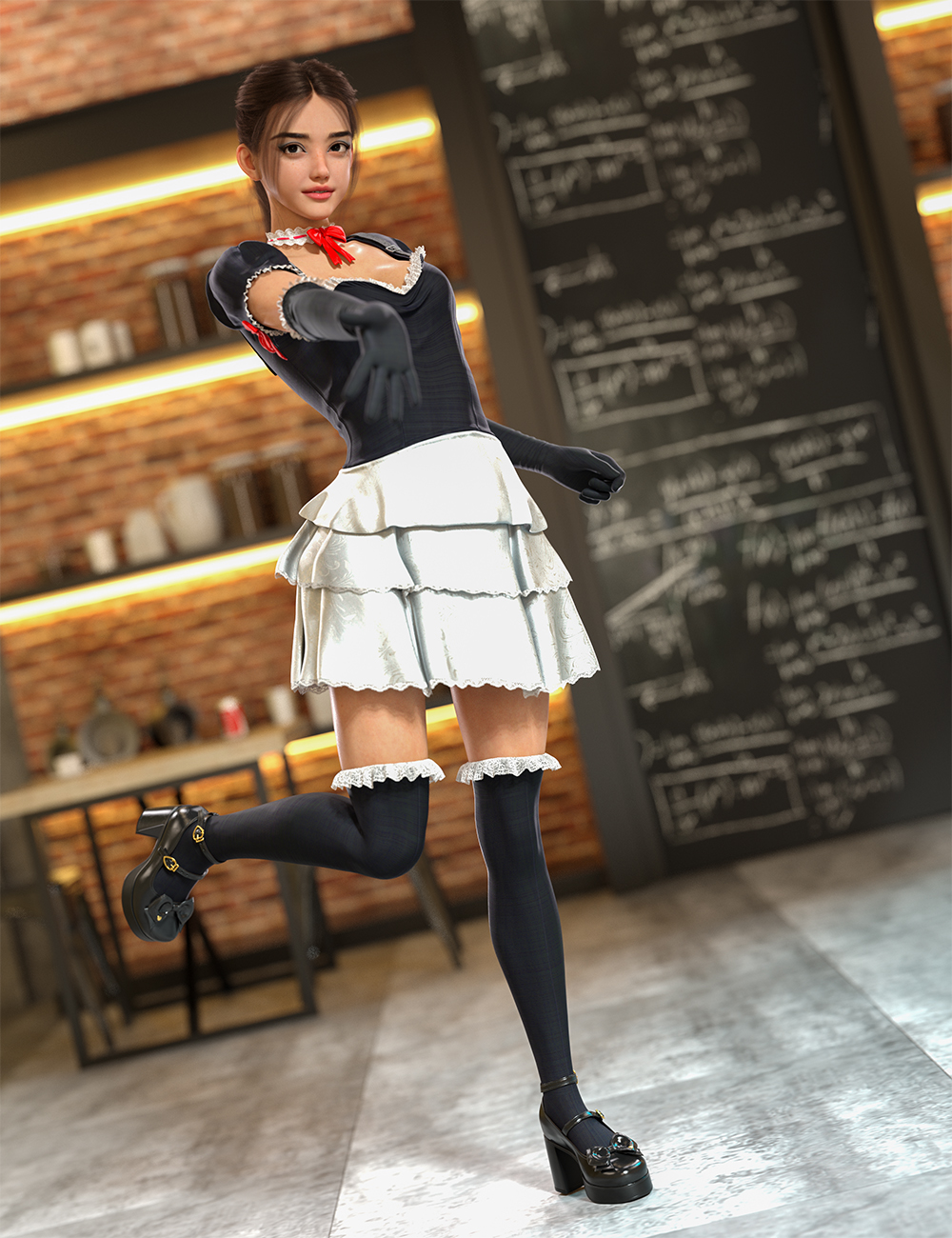 dForce Elegant Maid Uniform for Genesis 9 by: Ruris, 3D Models by Daz 3D