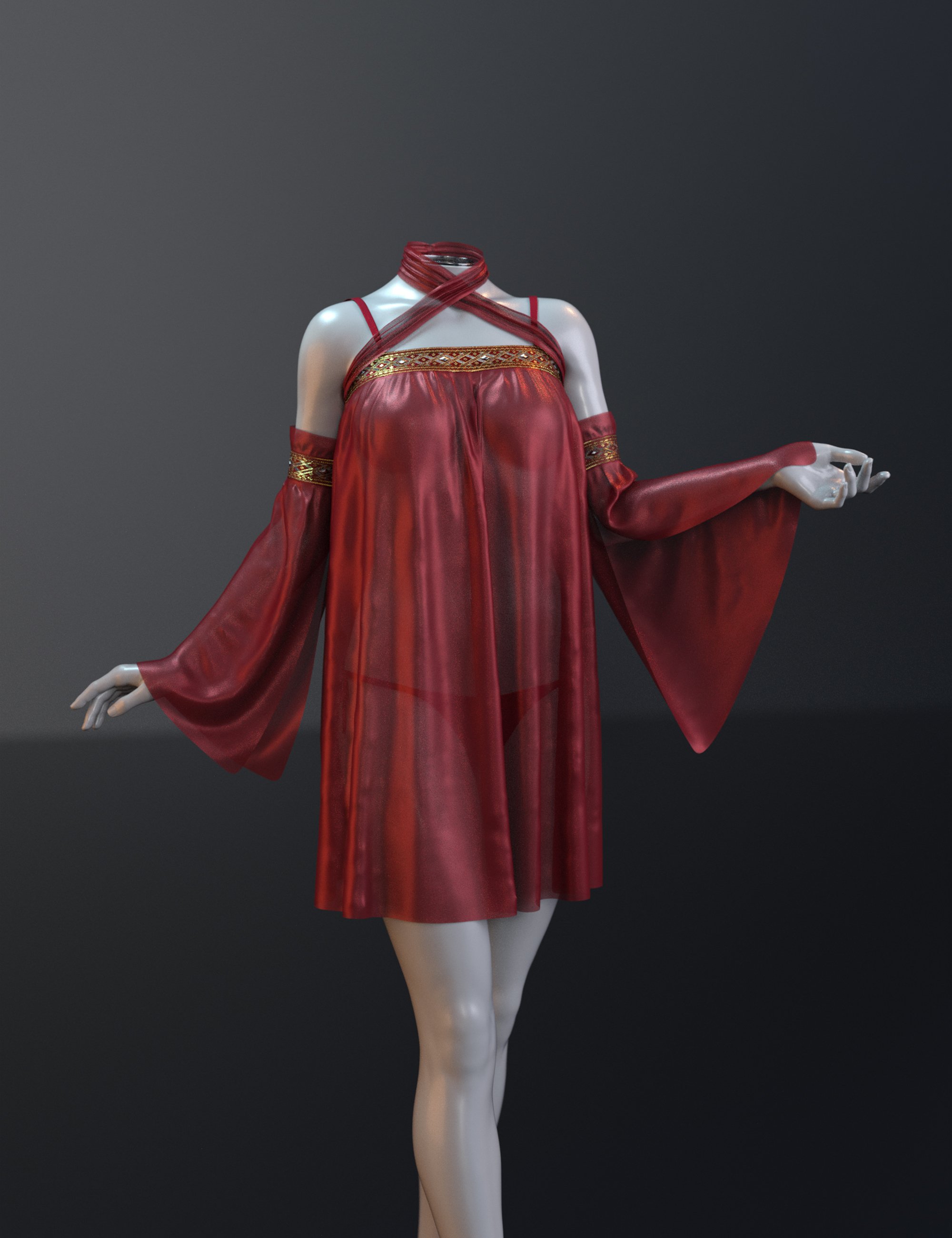 dForce MKTG HongXiu Dress Outfit for Genesis 9, 8.1 and 8 Female by: MoonK-TG, 3D Models by Daz 3D