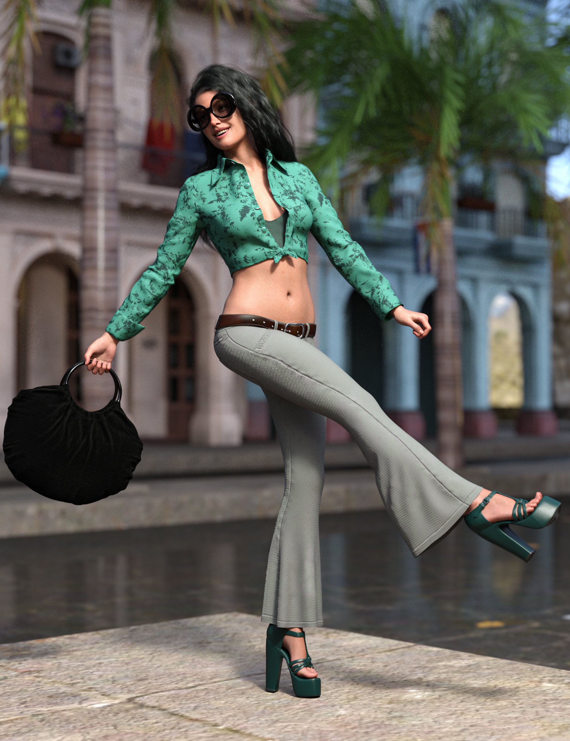dForce AH Retro Radiance Outfit Texture Add-On by: Aesthetic House, 3D Models by Daz 3D