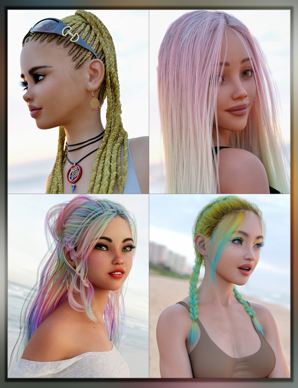 MMX Fancy Hair Color Shaders for Iray by: Mattymanx, 3D Models by Daz 3D