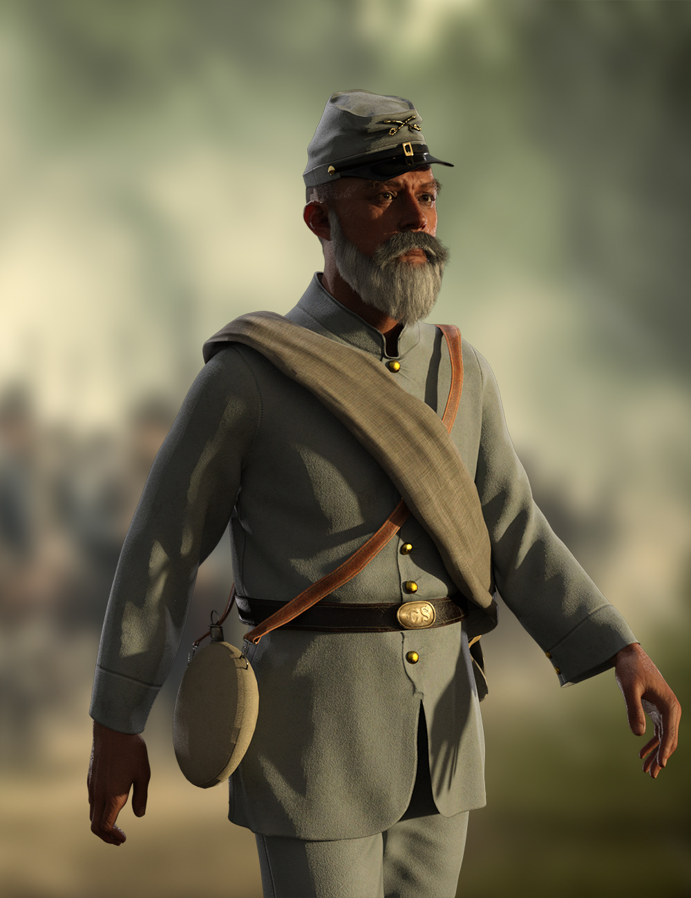 dForce Confederate Civil War Outfit for Genesis 9 by: Meshitup, 3D Models by Daz 3D
