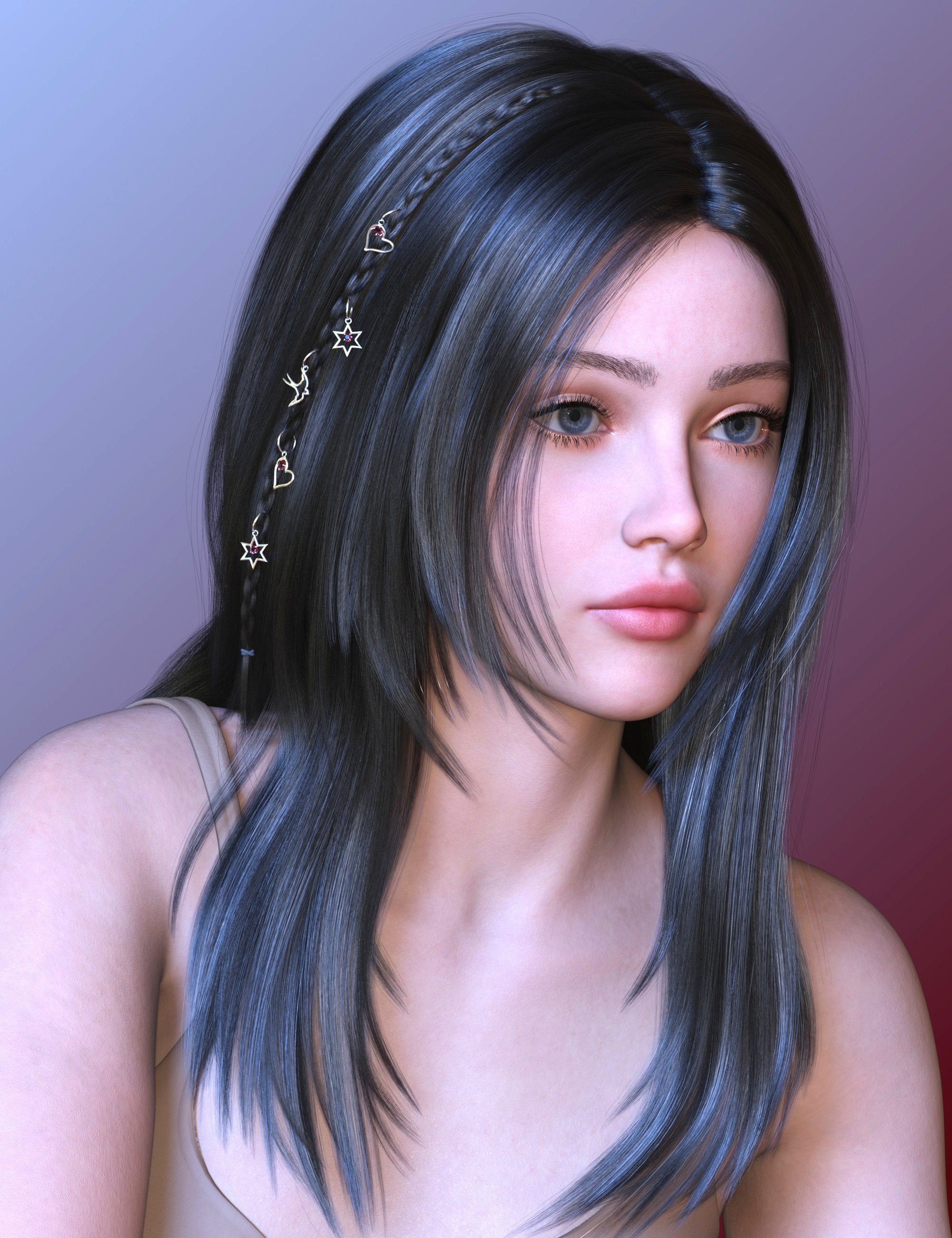 Mneme Hair for Genesis 9 by: Akhelloos, 3D Models by Daz 3D