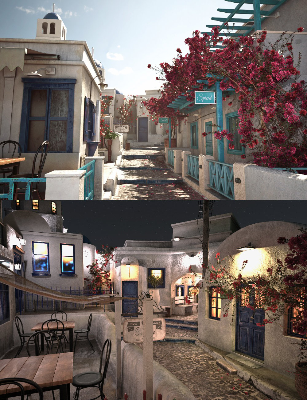 XI Street of Santorini by: Xivon, 3D Models by Daz 3D