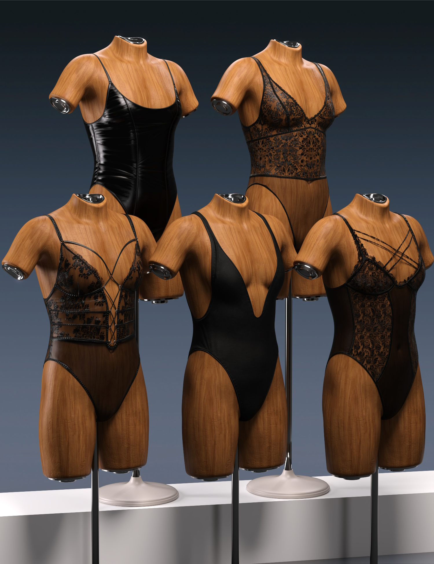Lingerie Collection Outfit for Genesis 9 by: Barbara BrundonUmblefugly, 3D Models by Daz 3D