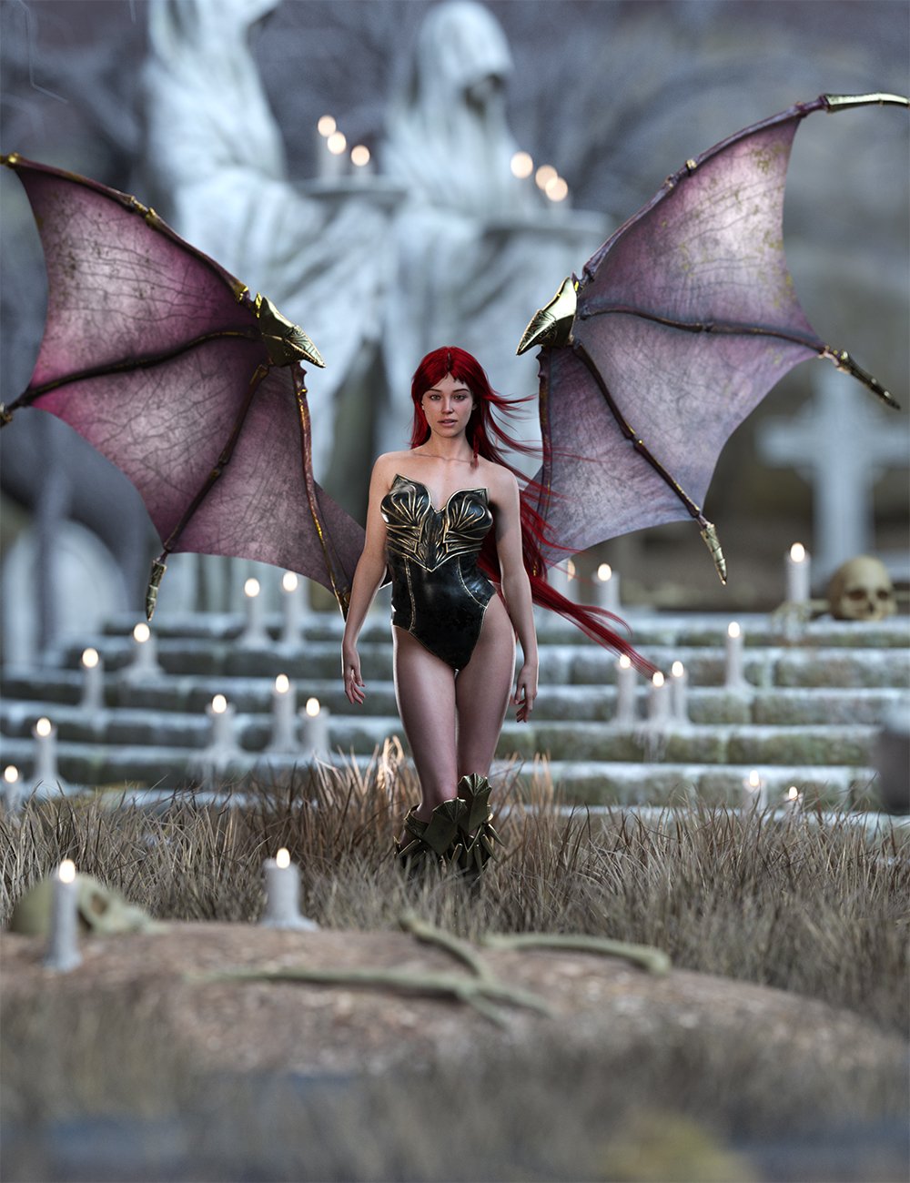 Halflings Hierarchical Poses for Tara 9, Wings, and Beleth Hair by: Ensary, 3D Models by Daz 3D