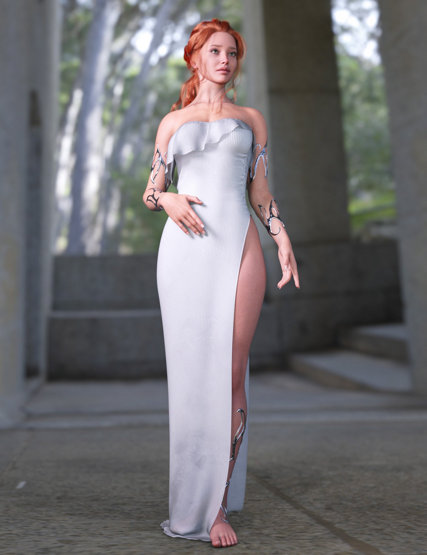 dForce Temporal Dress for Genesis 9 by: Lilflame, 3D Models by Daz 3D