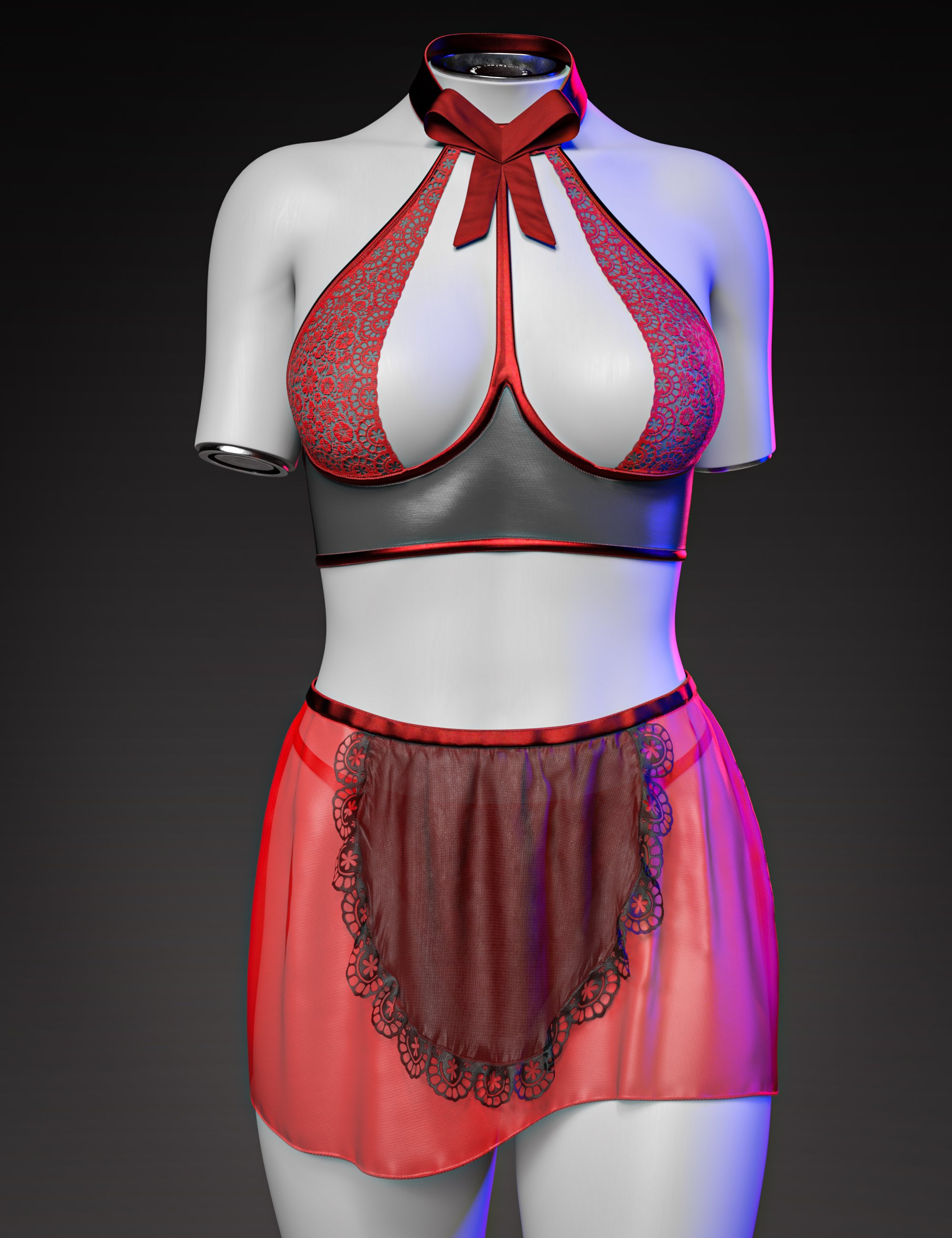 dForce AH Jia Maid Outfit for Genesis 9, 8 and 8.1 Female by: Aesthetic House, 3D Models by Daz 3D