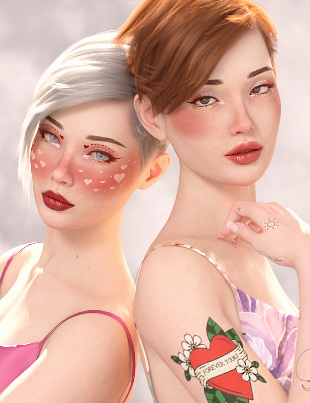 LoveGlow Valentine's L.I.E Makeup for Genesis 9 by: 3D Sugar, 3D Models by Daz 3D