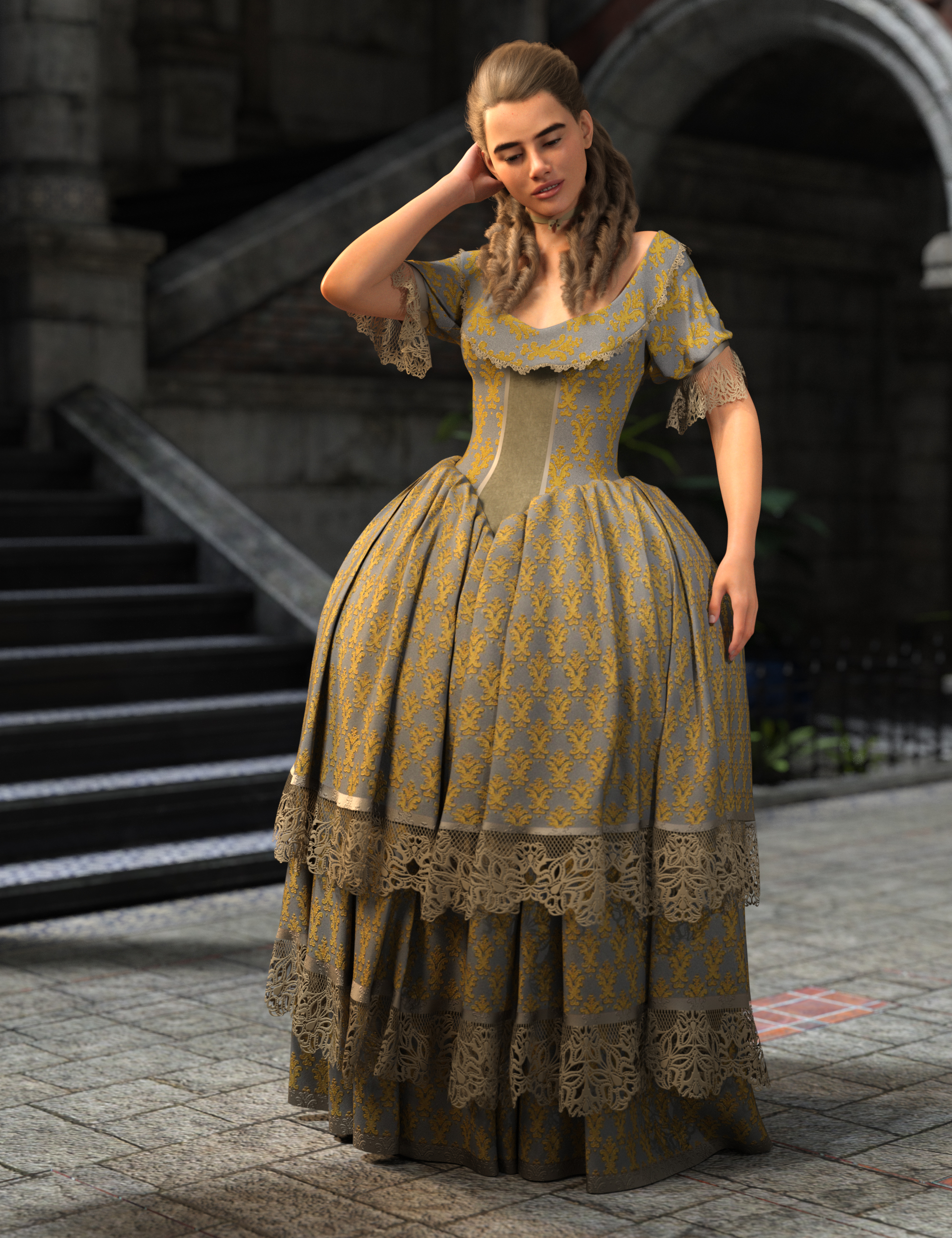 Texture Expansion for dForce Gown of Fantasy 8 by: outoftouch, 3D Models by Daz 3D