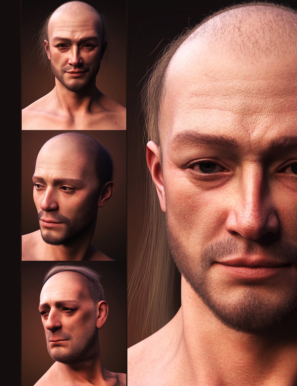 M3D Balding Hair Styles for Genesis 9 by: Matari3D, 3D Models by Daz 3D