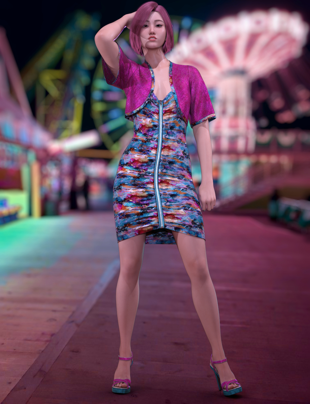 dForce Carnival Cocktail Outfit for Genesis 9 by: Leviathan, 3D Models by Daz 3D
