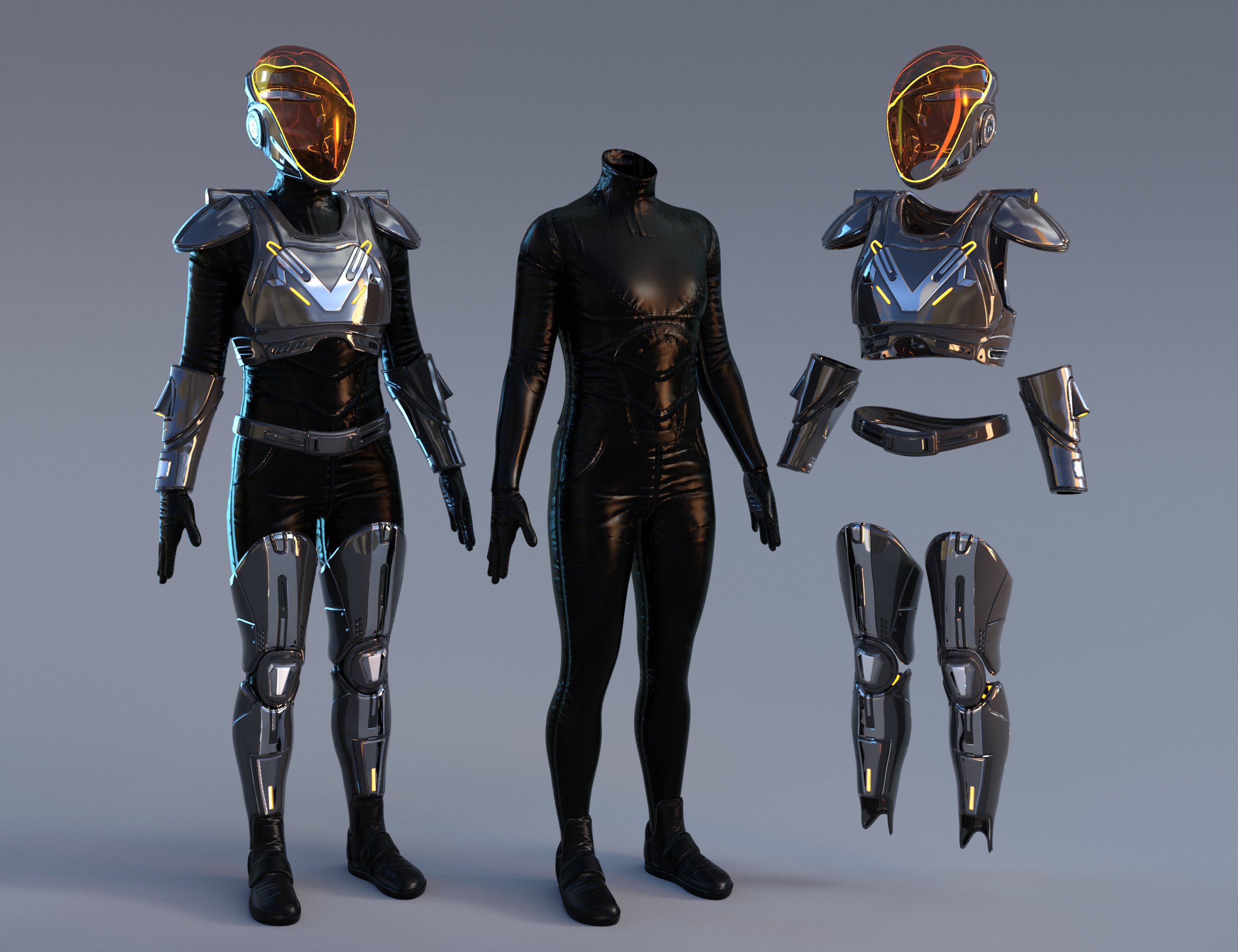 Texture Expansion for Sci-Fi Guard Outfit for Genesis 9 | Daz 3D