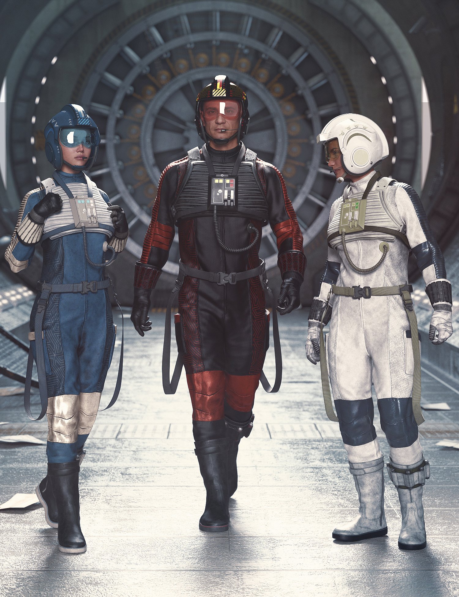 dForce Sci-Fi Pilot Suit for Genesis 9 by: fjaa3d, 3D Models by Daz 3D