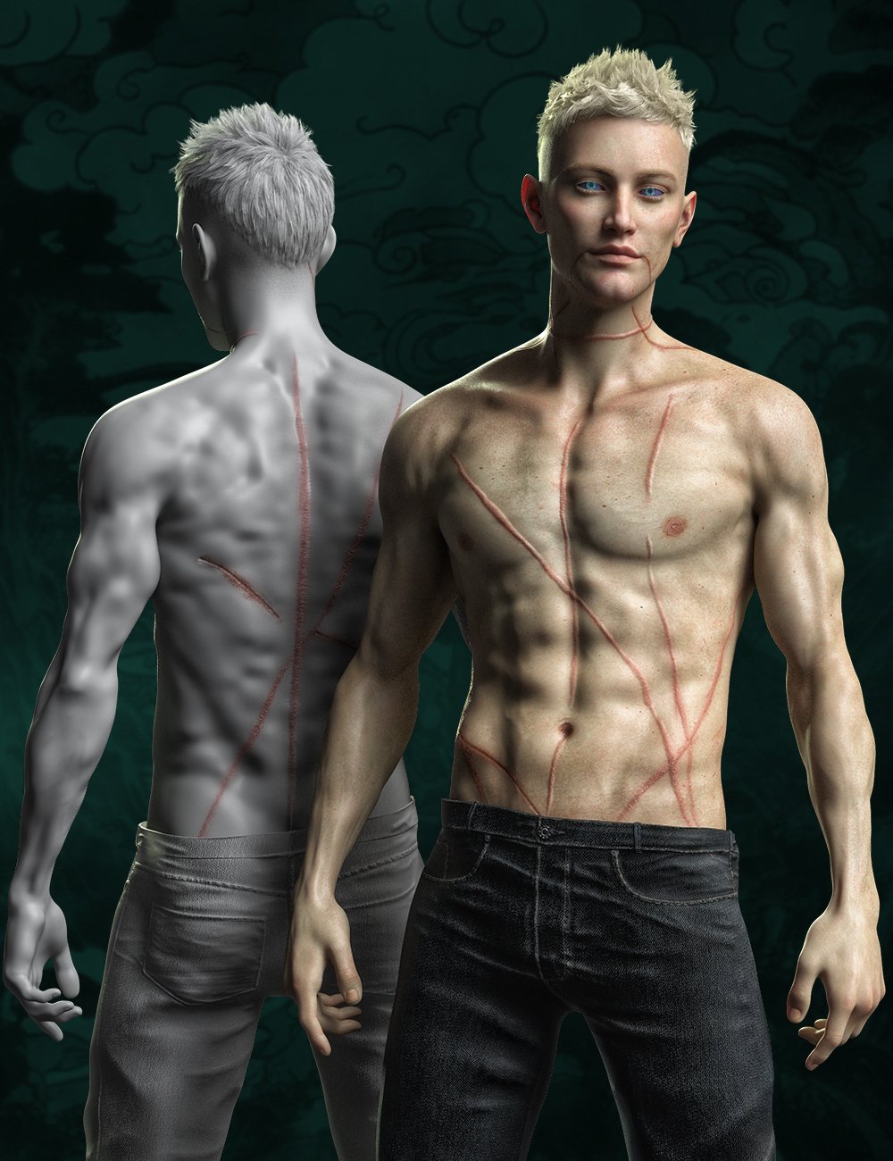 FPE HD Body Scars Severe for Genesis 9 by: FenixPhoenixEsid, 3D Models by Daz 3D