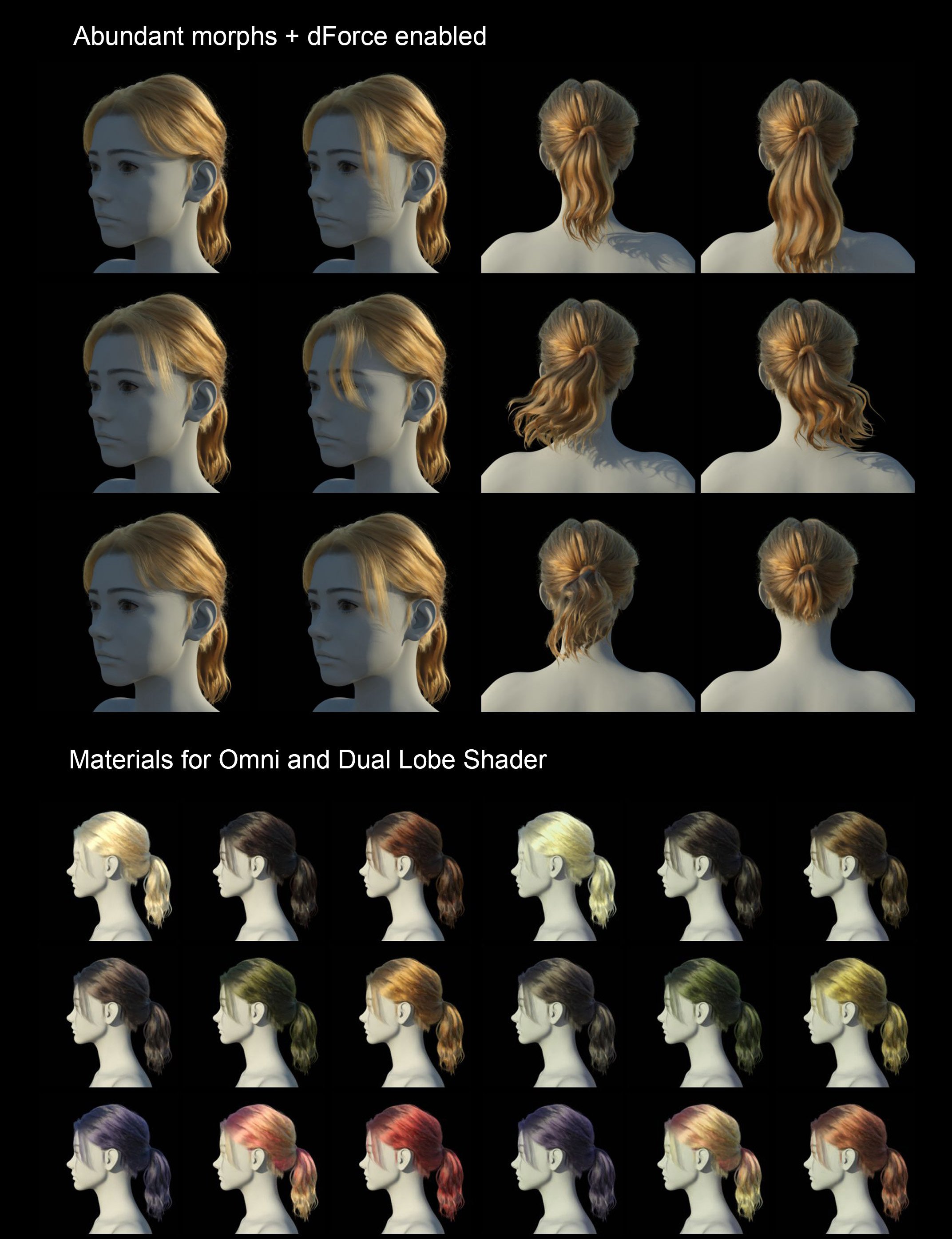 dForce Kara Ponytail for Genesis 9 | Daz 3D