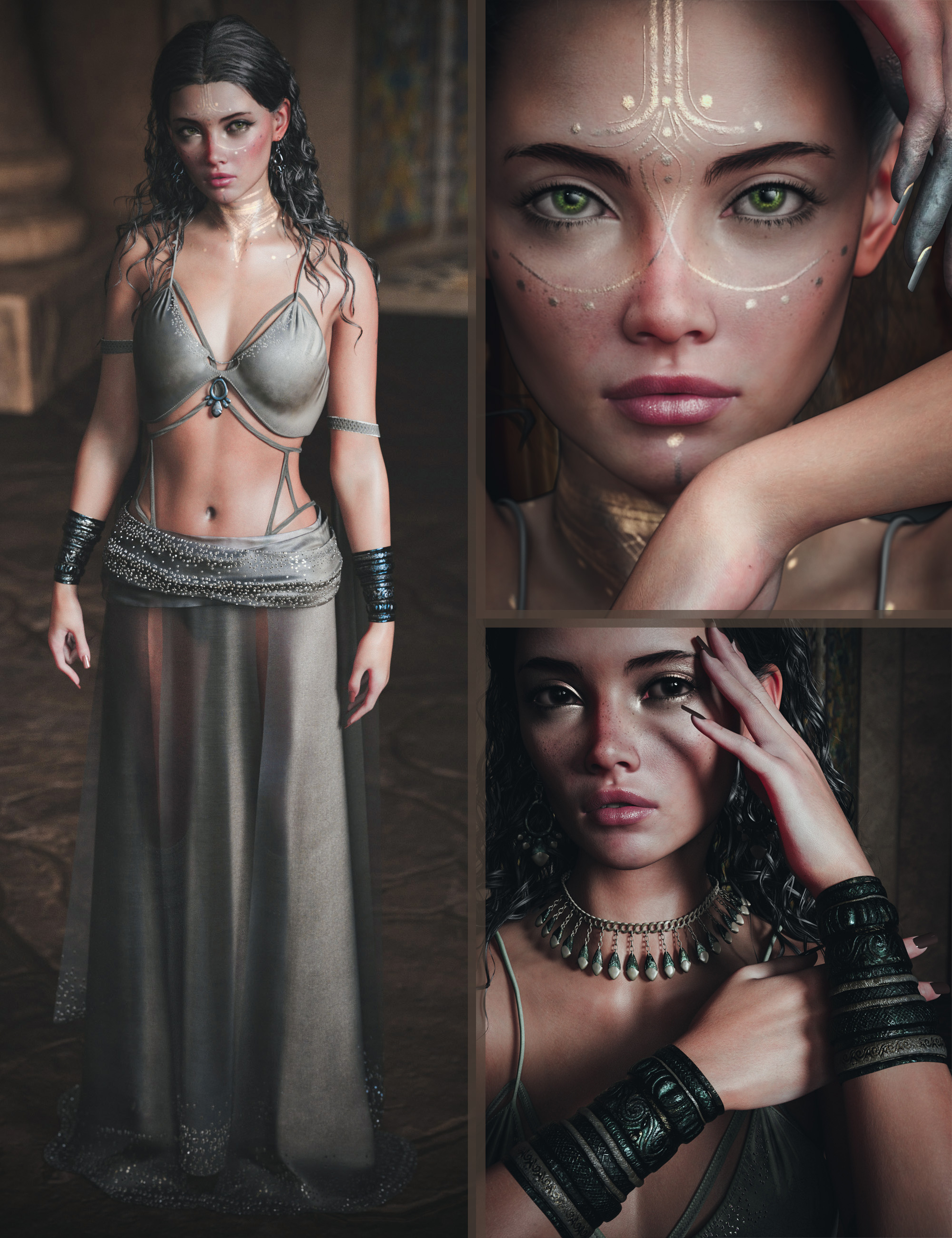 CB Ella HD Character, dForce Clothing and Jewelry Bundle for Genesis 9 by: CynderBlue, 3D Models by Daz 3D