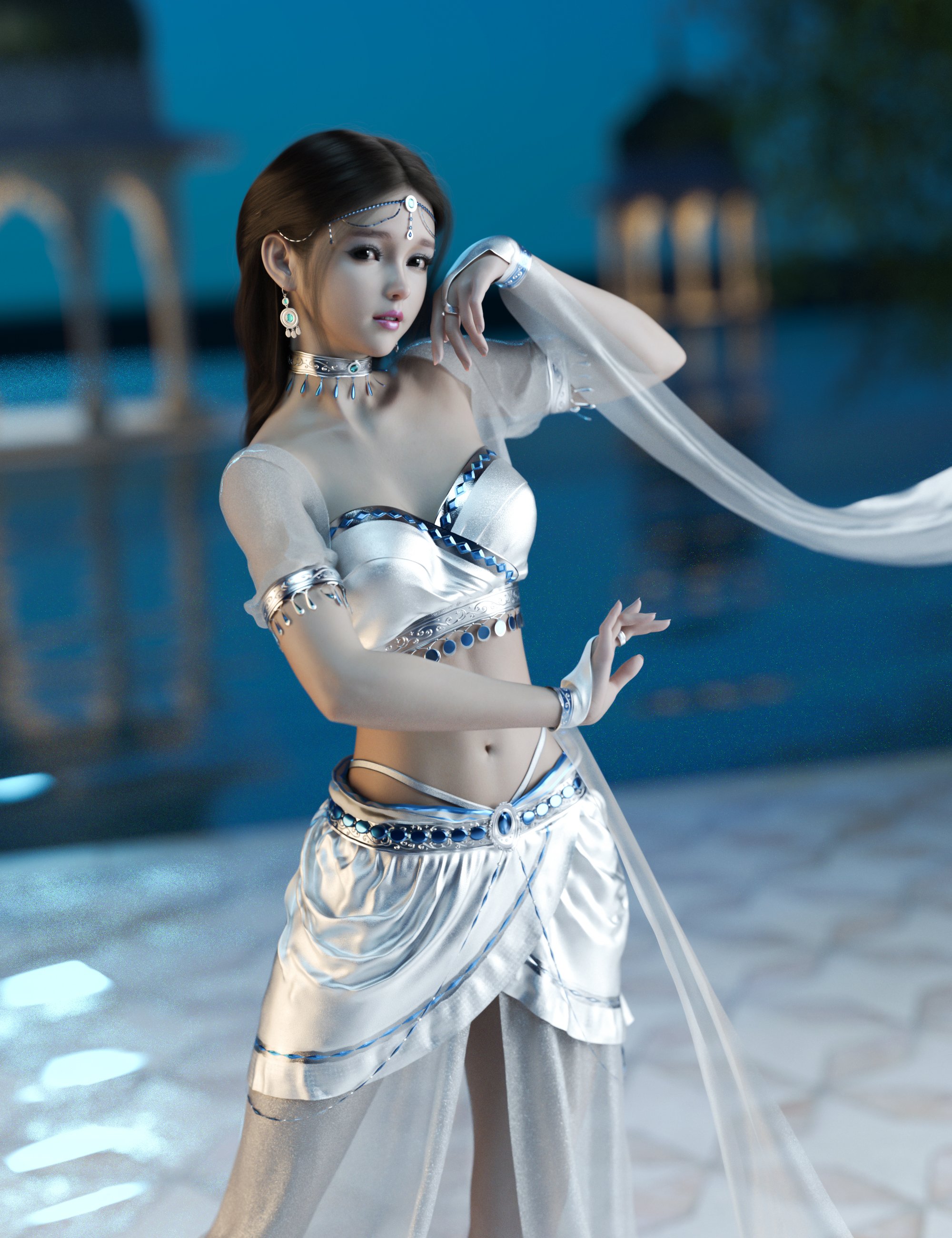 dForce MKTG Moonlight Dancer Outfit for Genesis 9, 8.1 and 8 Female by: MoonK-TG, 3D Models by Daz 3D