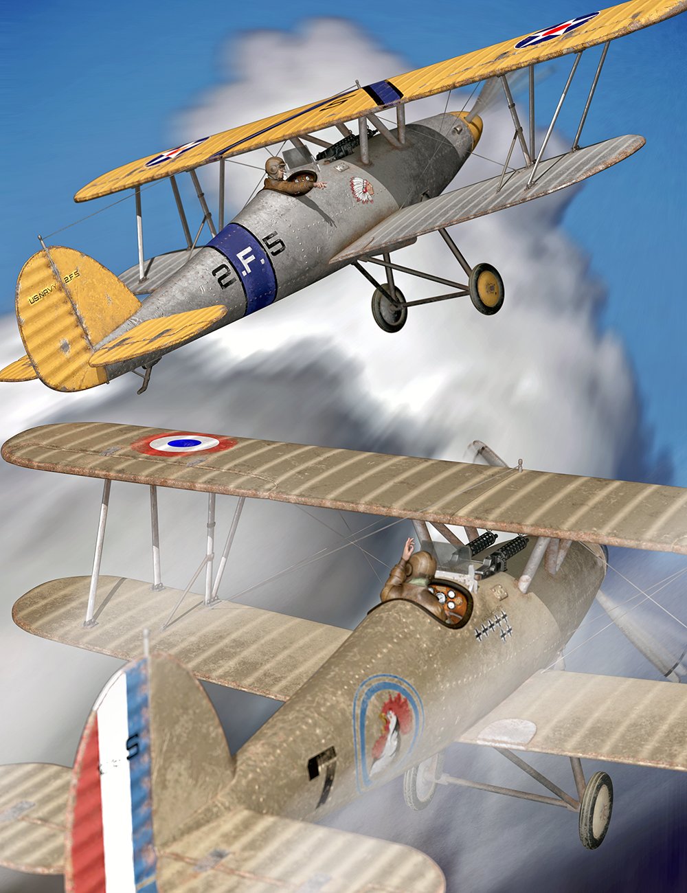 Biplane Hawker Fury by: Monyto, 3D Models by Daz 3D