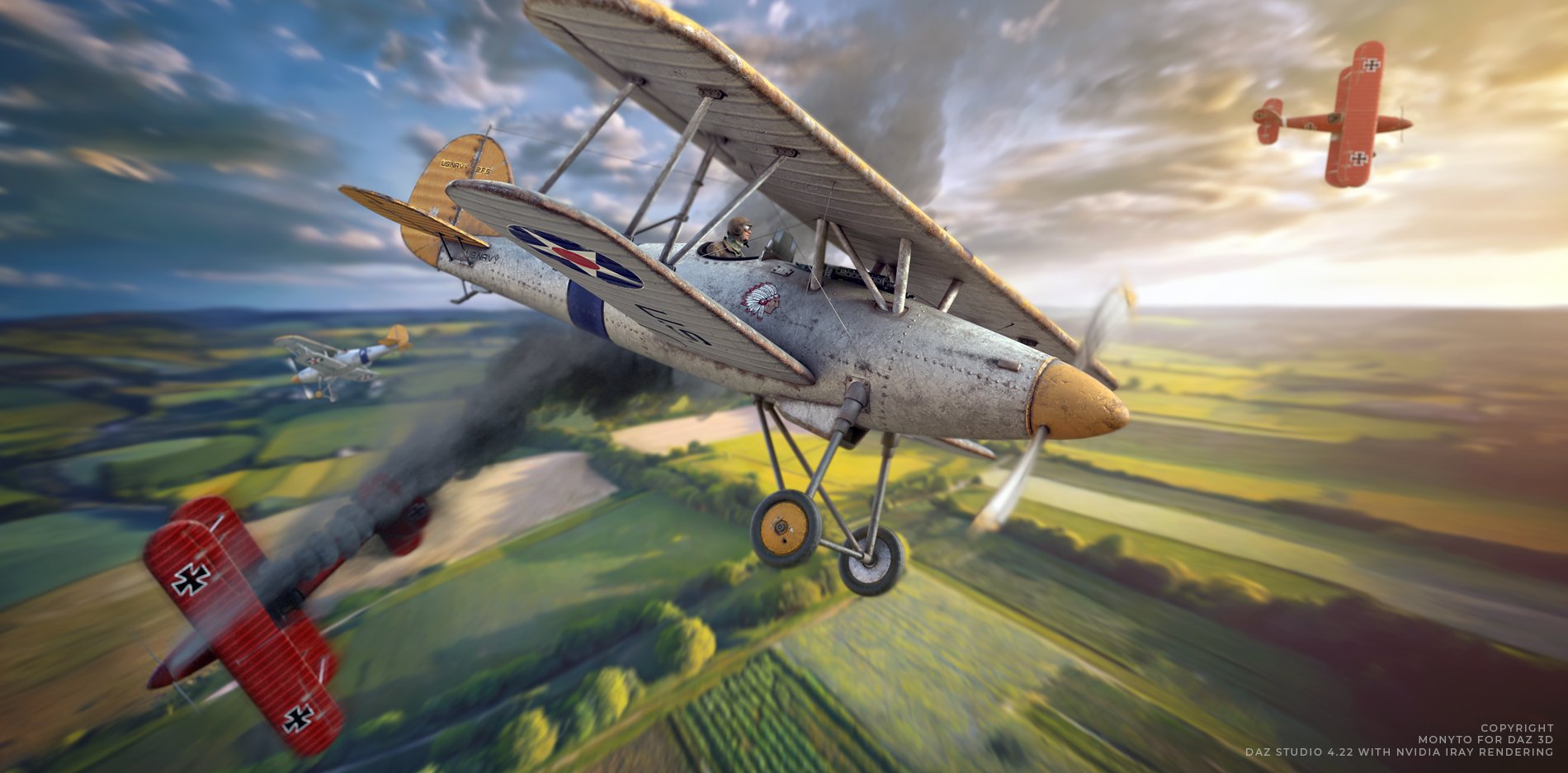 Biplane Hawker Fury | Daz 3D