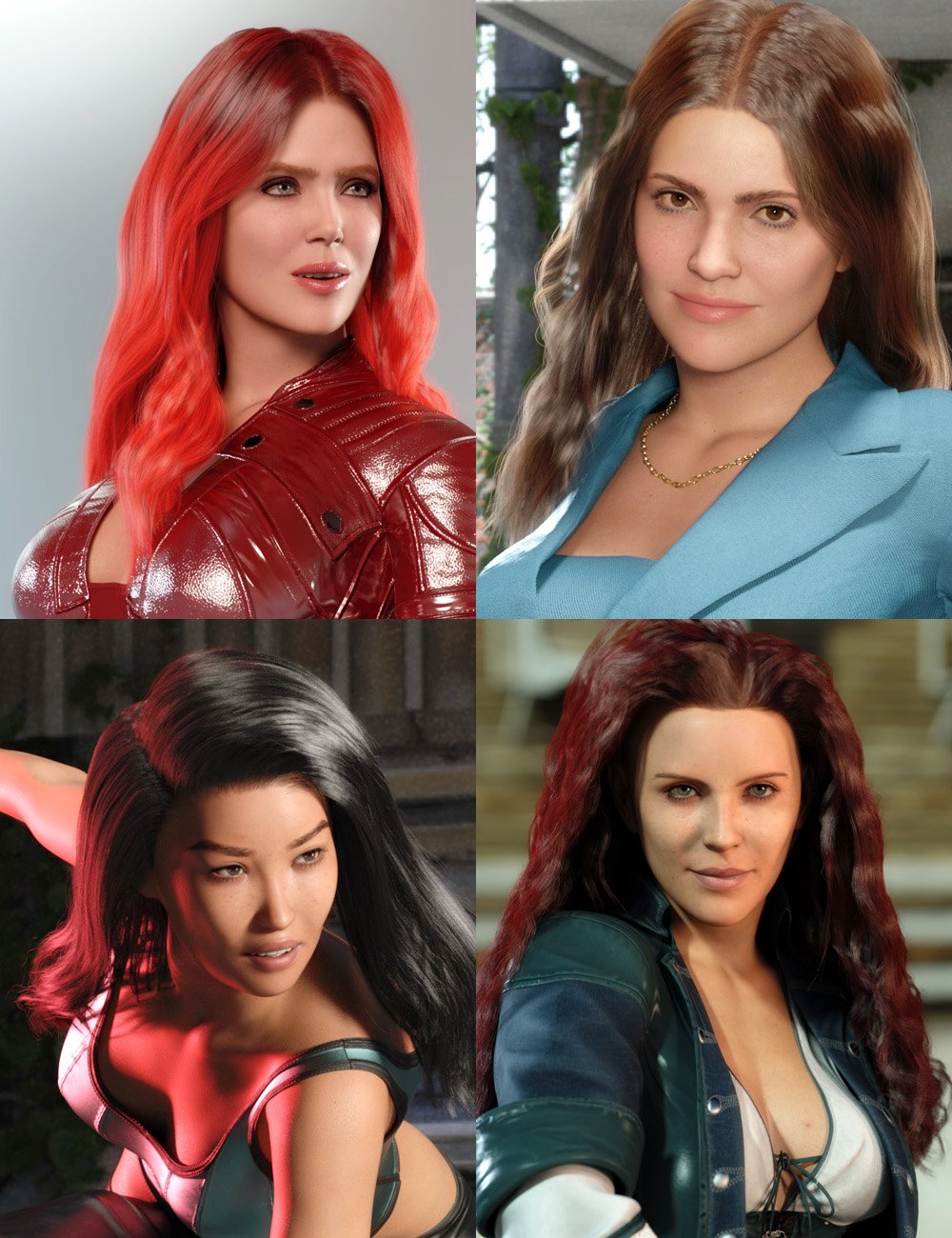 Action Heroines Face Morphs for Genesis 9 by: PhilW, 3D Models by Daz 3D