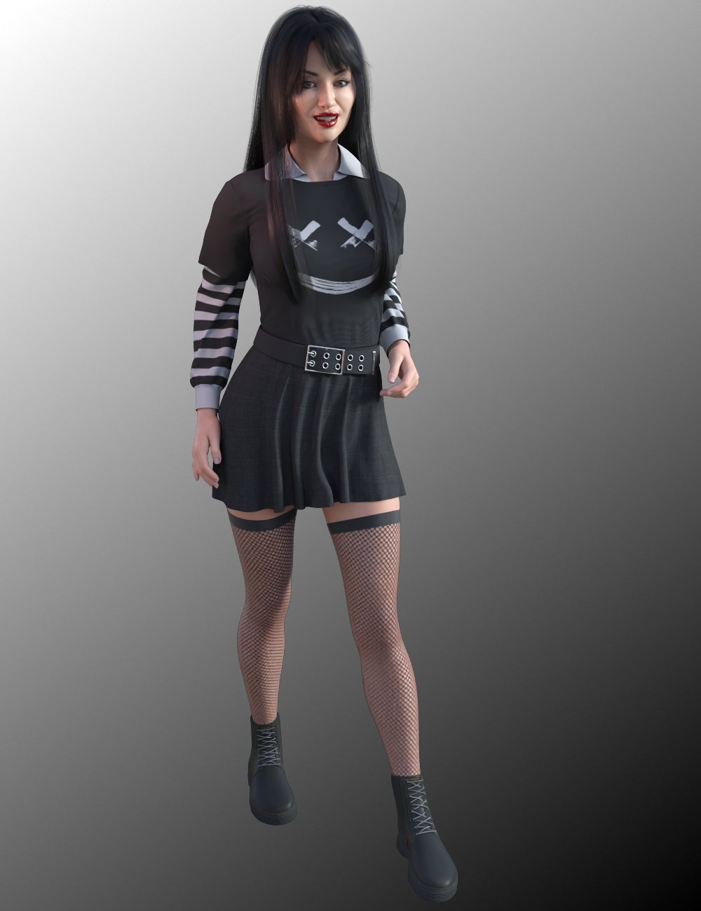 dForce FG Gothic Egirl Outfit for Genesis 8 Female by: IronmanFugazi1968, 3D Models by Daz 3D