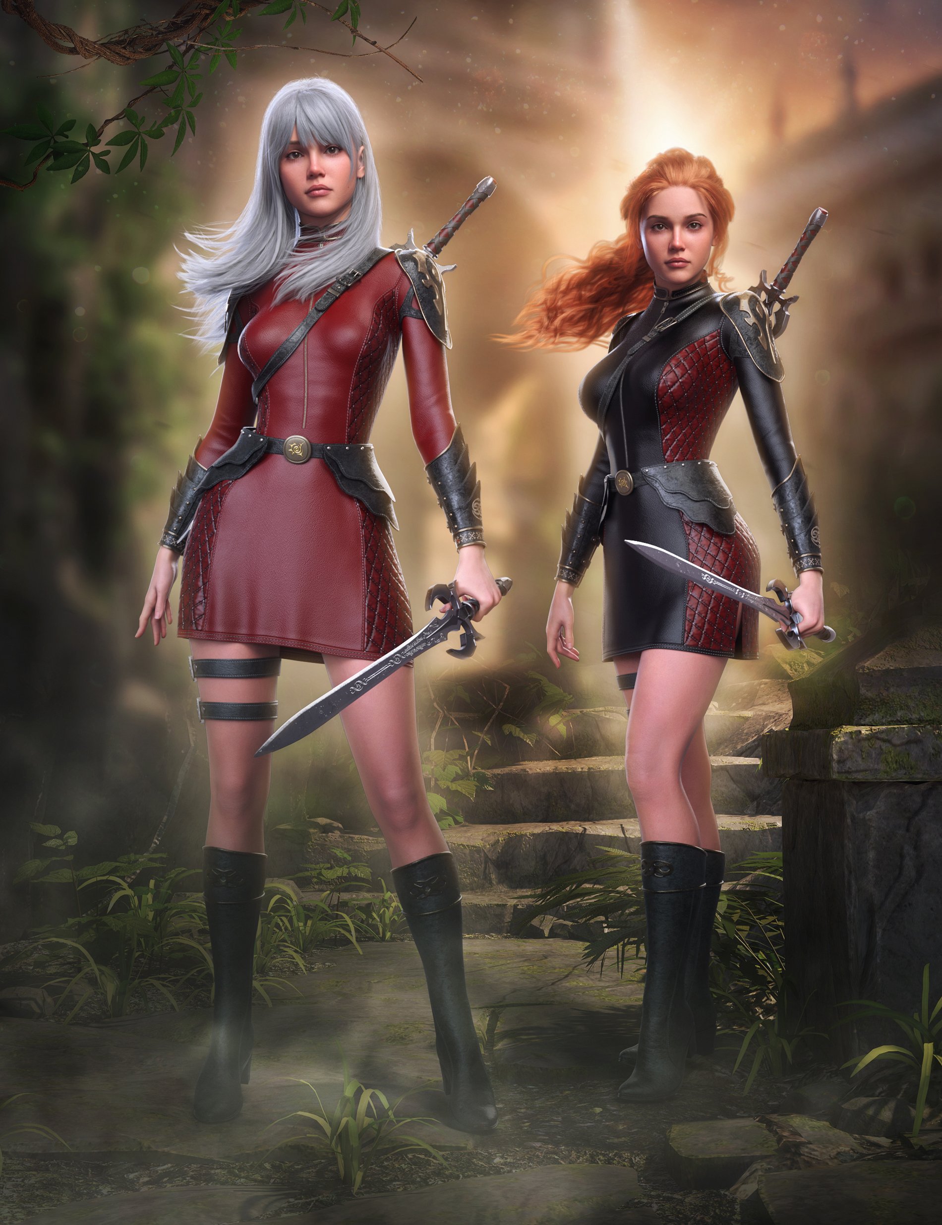 dForce Demon Huntress Outfit for Genesis 9, 8.1 and 8 Female by: Dreamcatcher, 3D Models by Daz 3D