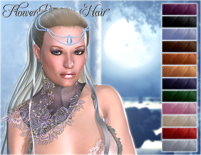 Flower Princess Hair by: Valea, 3D Models by Daz 3D
