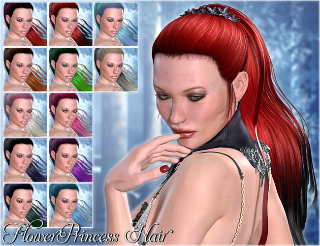 Flower Princess Hair by: Valea, 3D Models by Daz 3D