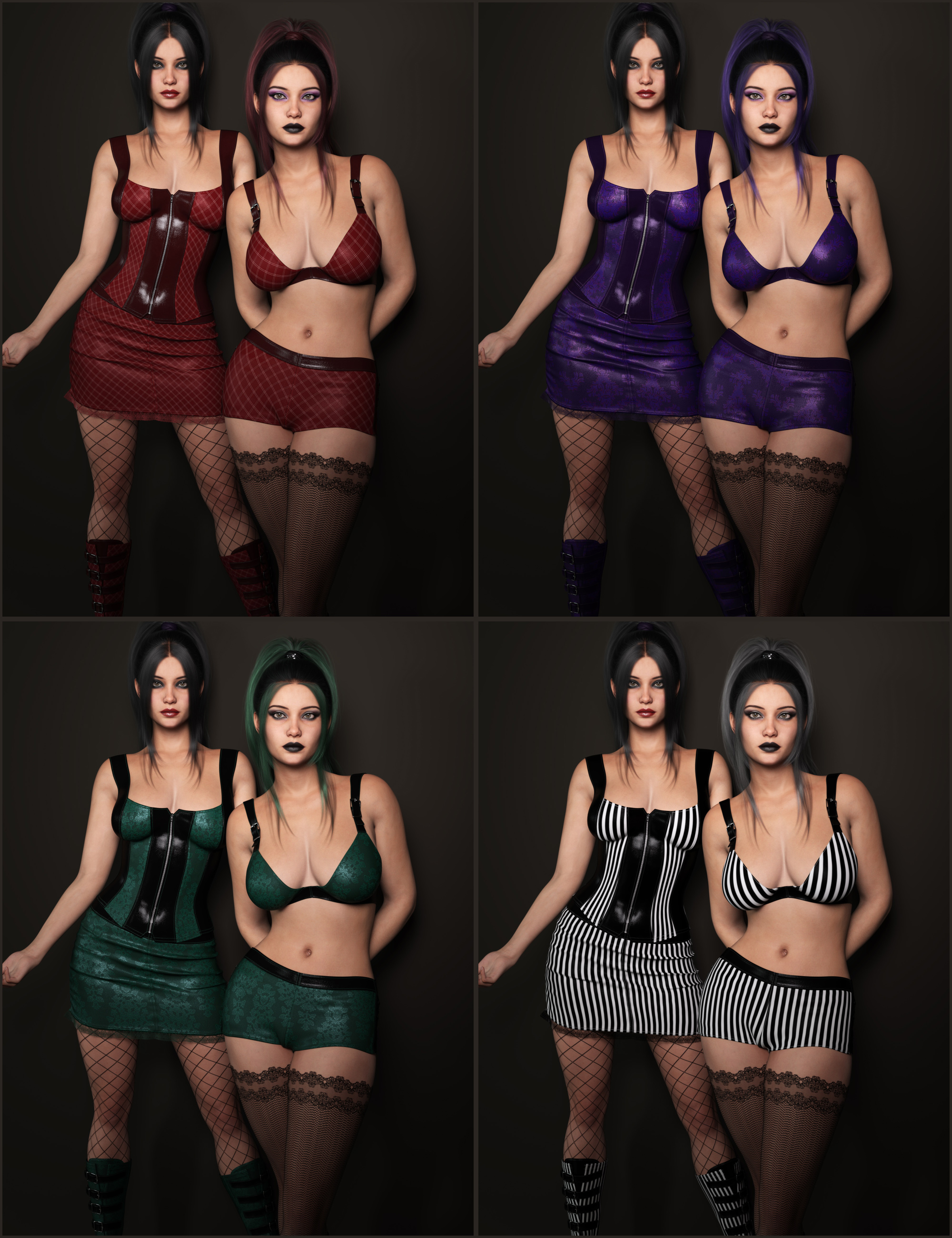Texture Expansion for Multi-Style Gothic Outfit for Genesis 9 by: outoftouch, 3D Models by Daz 3D