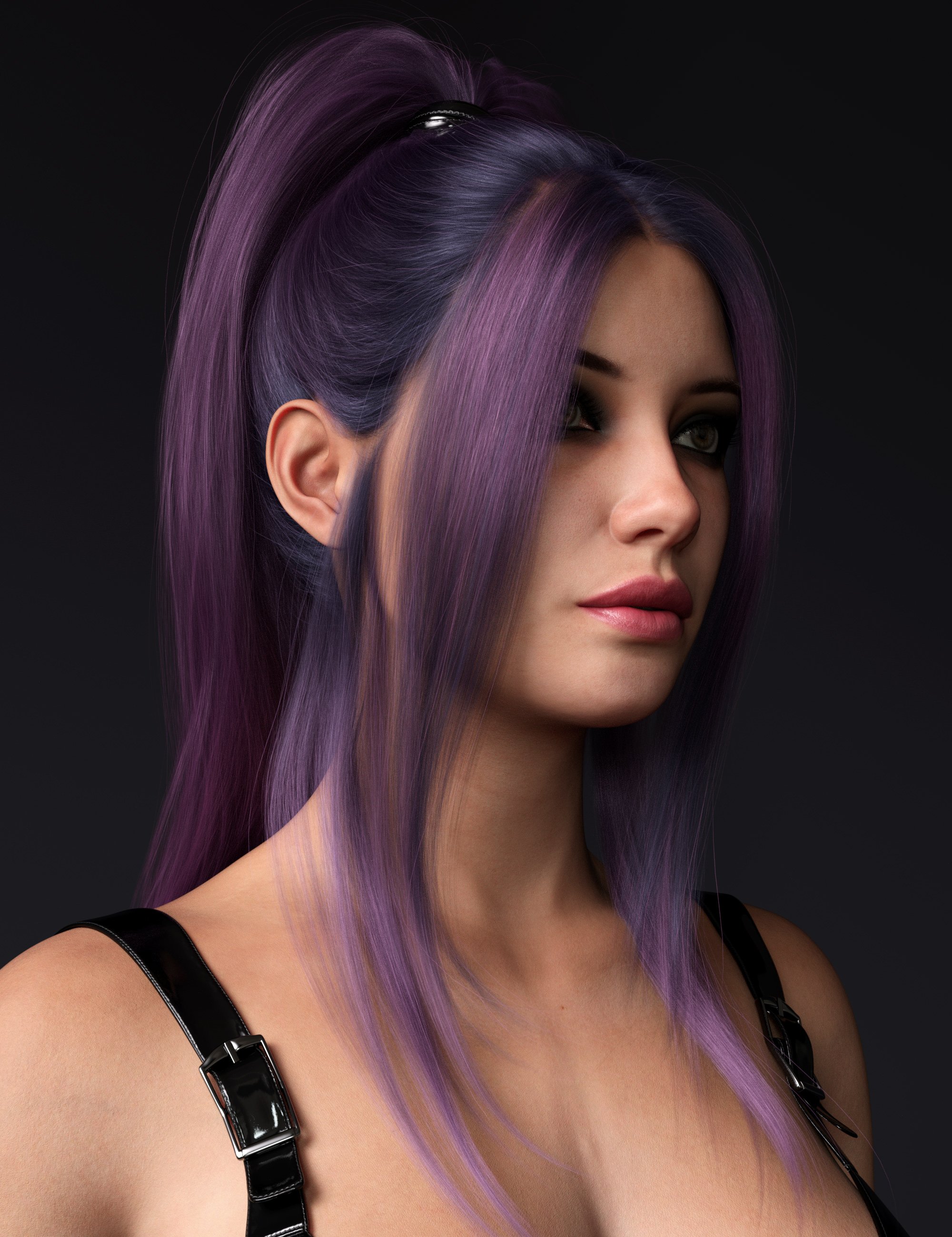 3-in1 Gothic Style Ponytail Hair Color Expansion by: outoftouch, 3D Models by Daz 3D