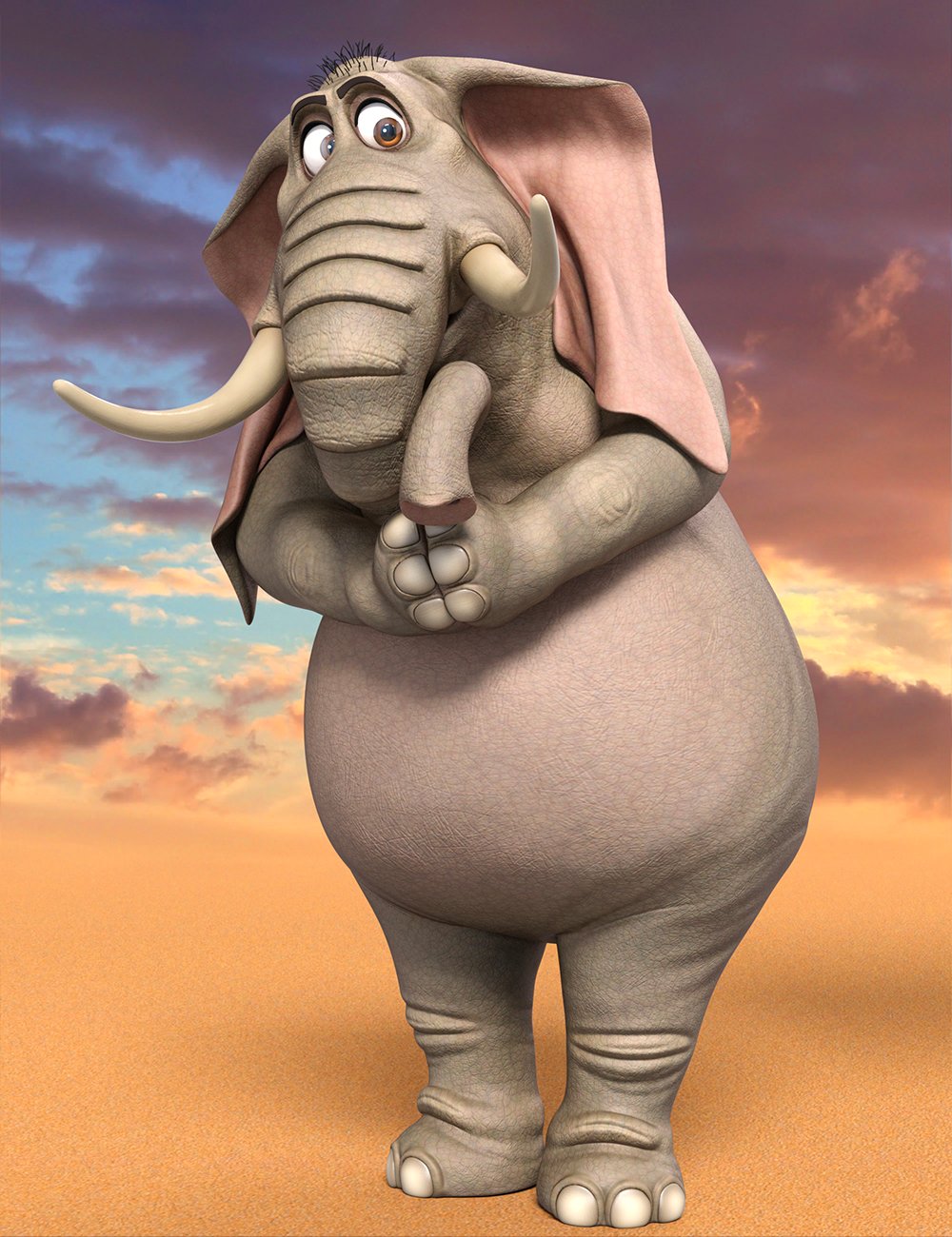 3D Universe Toon Elephant with dForce by: 3D Universe, 3D Models by Daz 3D