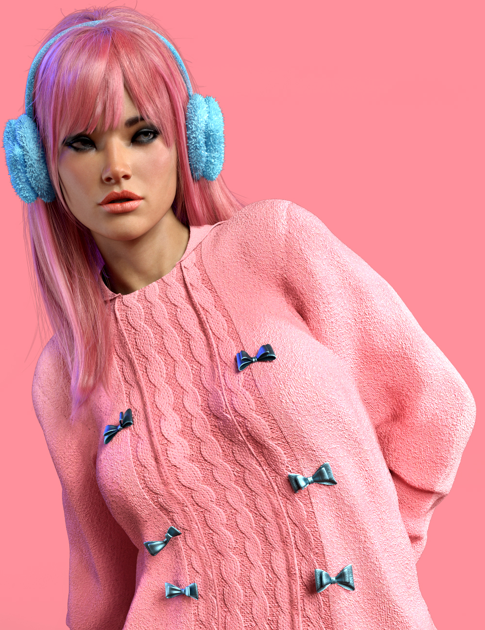 X-Fashion Cute Fuzzy Outfit for Genesis 9 by: xtrart-3d, 3D Models by Daz 3D