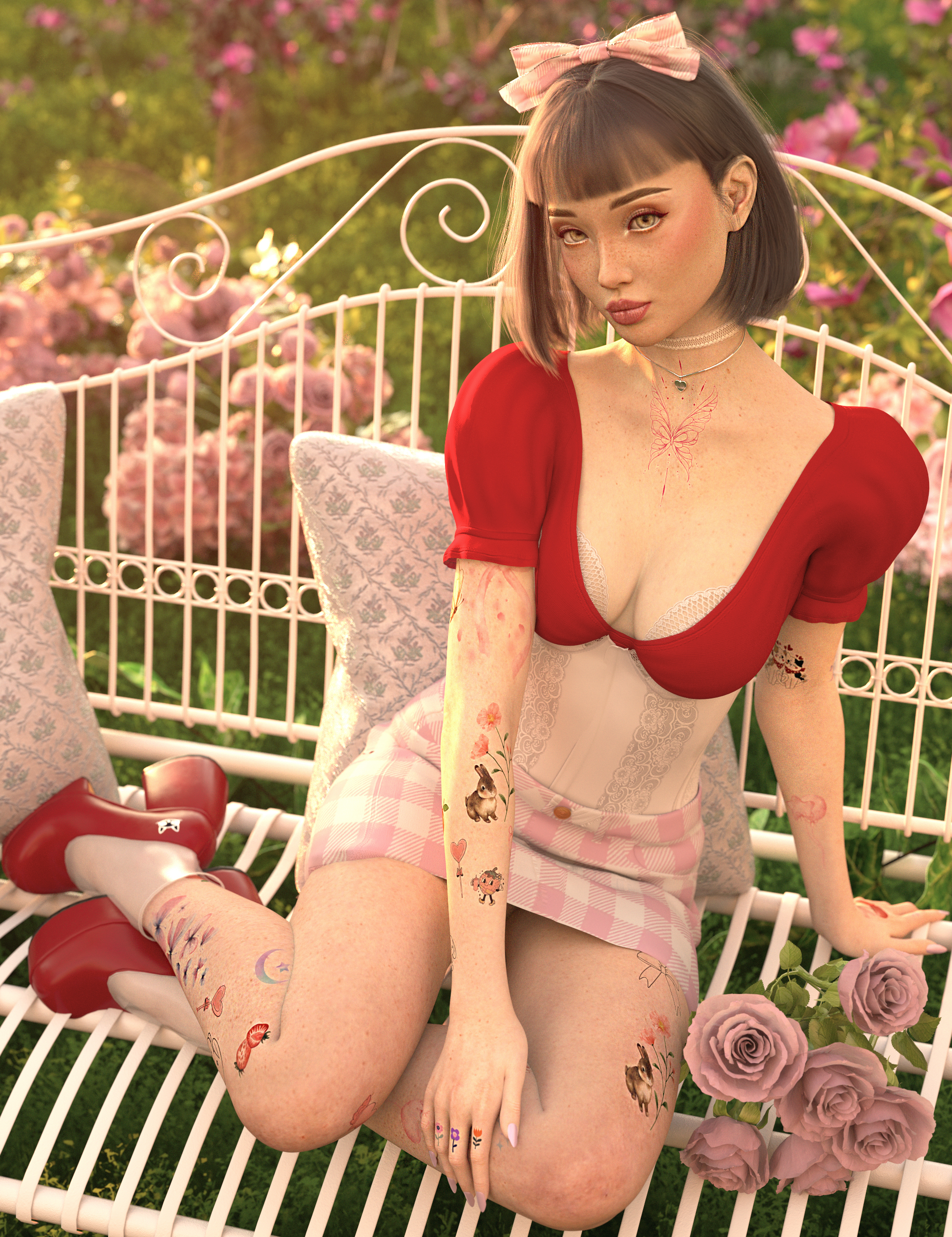 Coquette Tattoos for Genesis 9 by: 3D SugarStardust Angel, 3D Models by Daz 3D