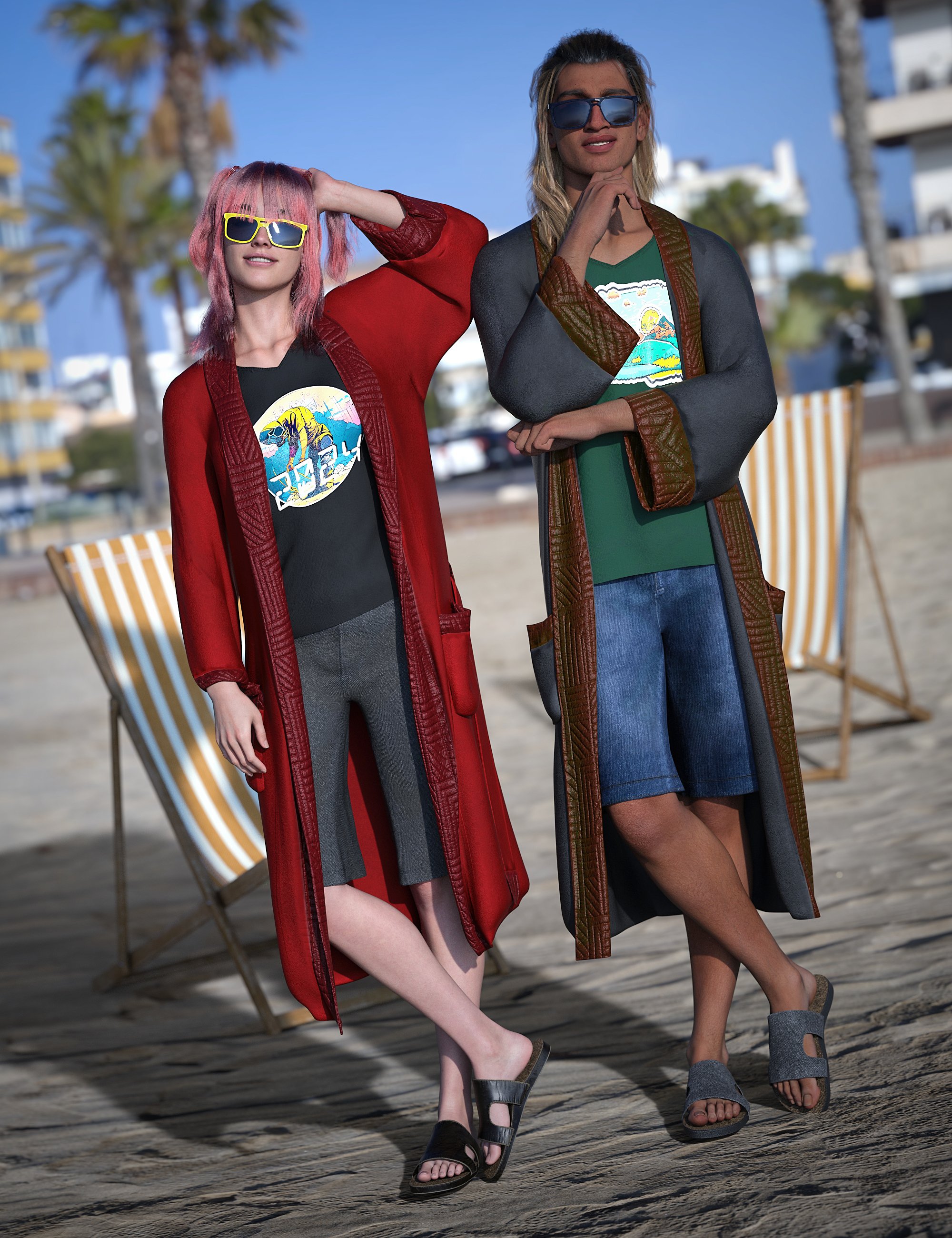 dForce Laidback Dude Outfit Texture Add-On by: Barbara Brundon, 3D Models by Daz 3D