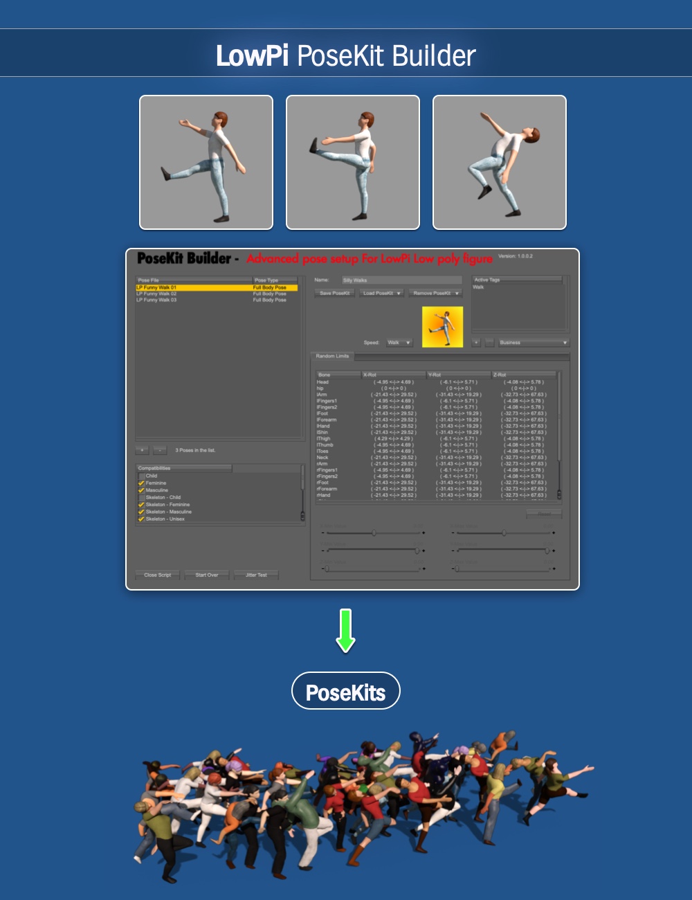 ProScripts For LM LowPi Lowpoly Figure Crowd Generation | Daz 3D