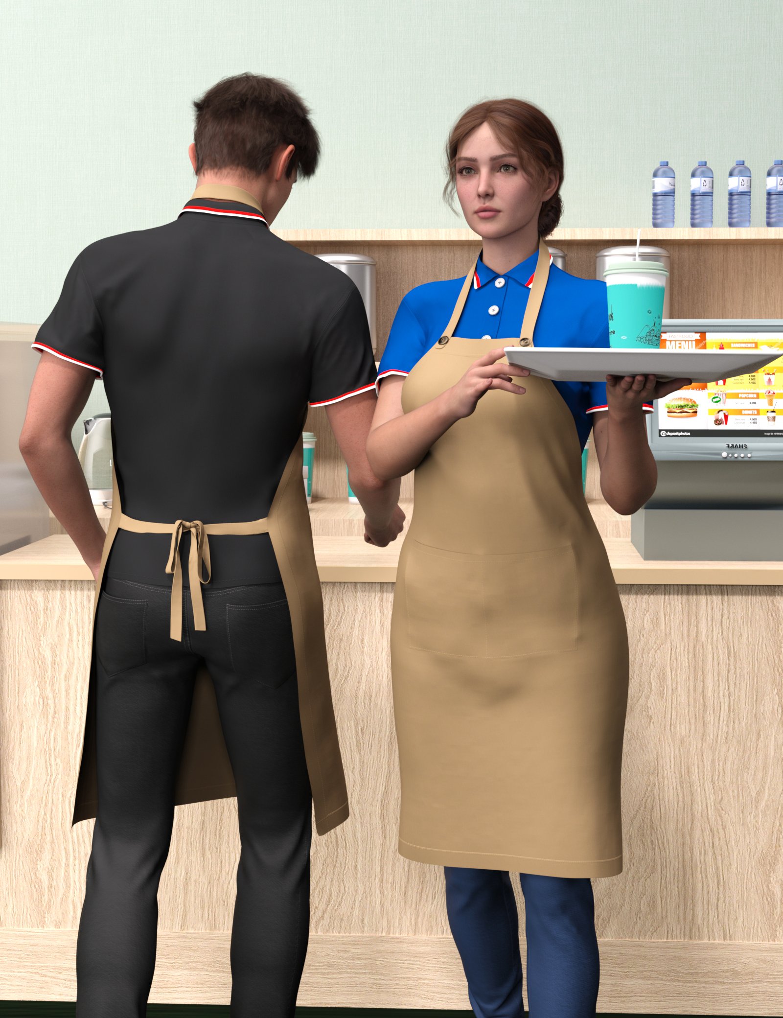 dForce MK Catering Waiter Uniform for Genesis 9 by: wsmonkeyking, 3D Models by Daz 3D