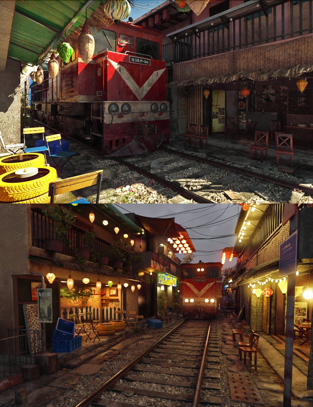 XI Train Street by: Xivon, 3D Models by Daz 3D