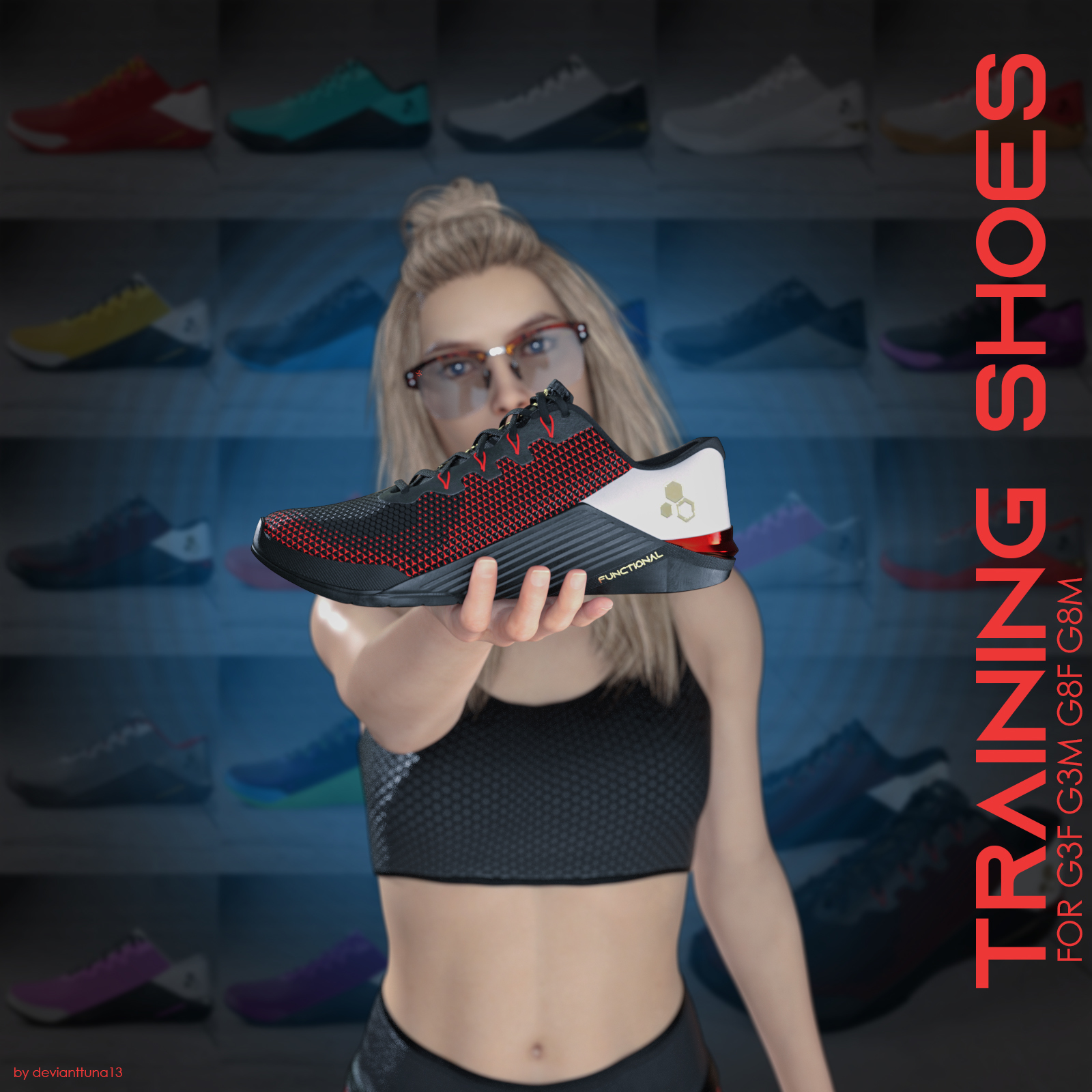 Functional Training Shoes  for Genesis 3 and 8 by: devianttuna13, 3D Models by Daz 3D