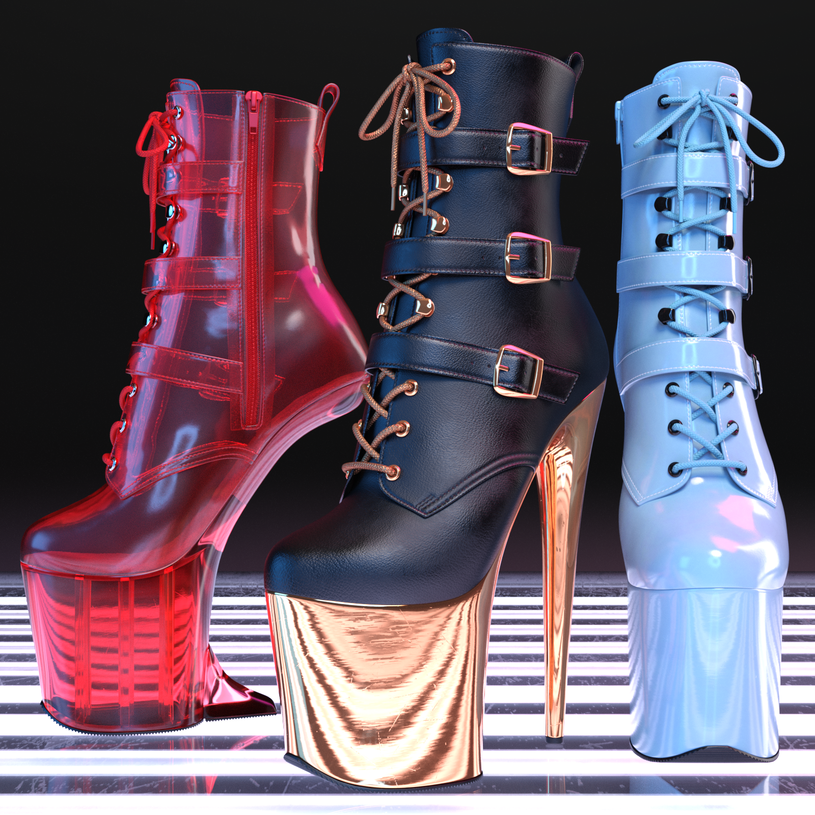 Extreme Platform Ankle Boots for G8F&G9 by: devianttuna13, 3D Models by Daz 3D