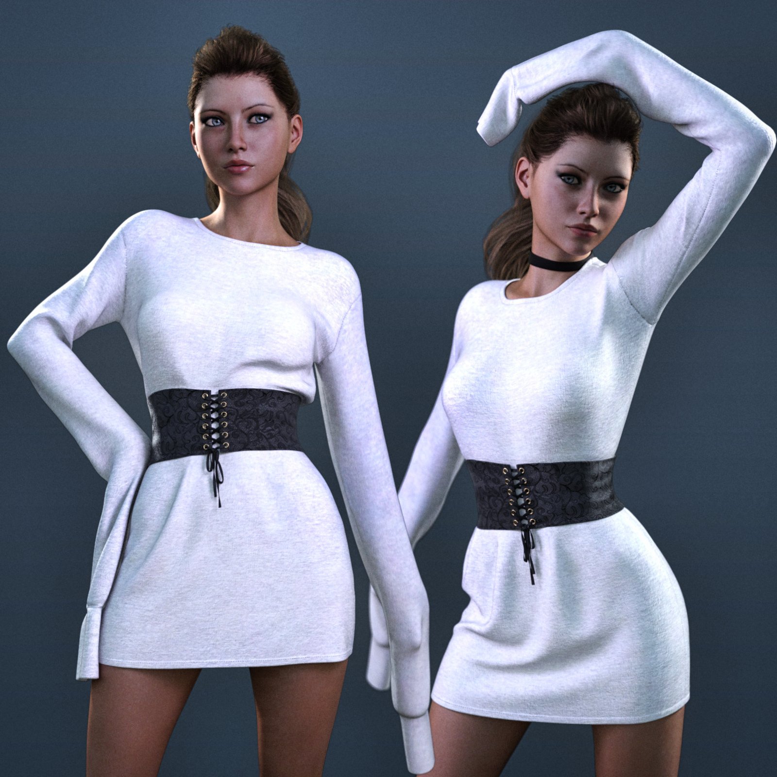 oversized shirt with corset belt